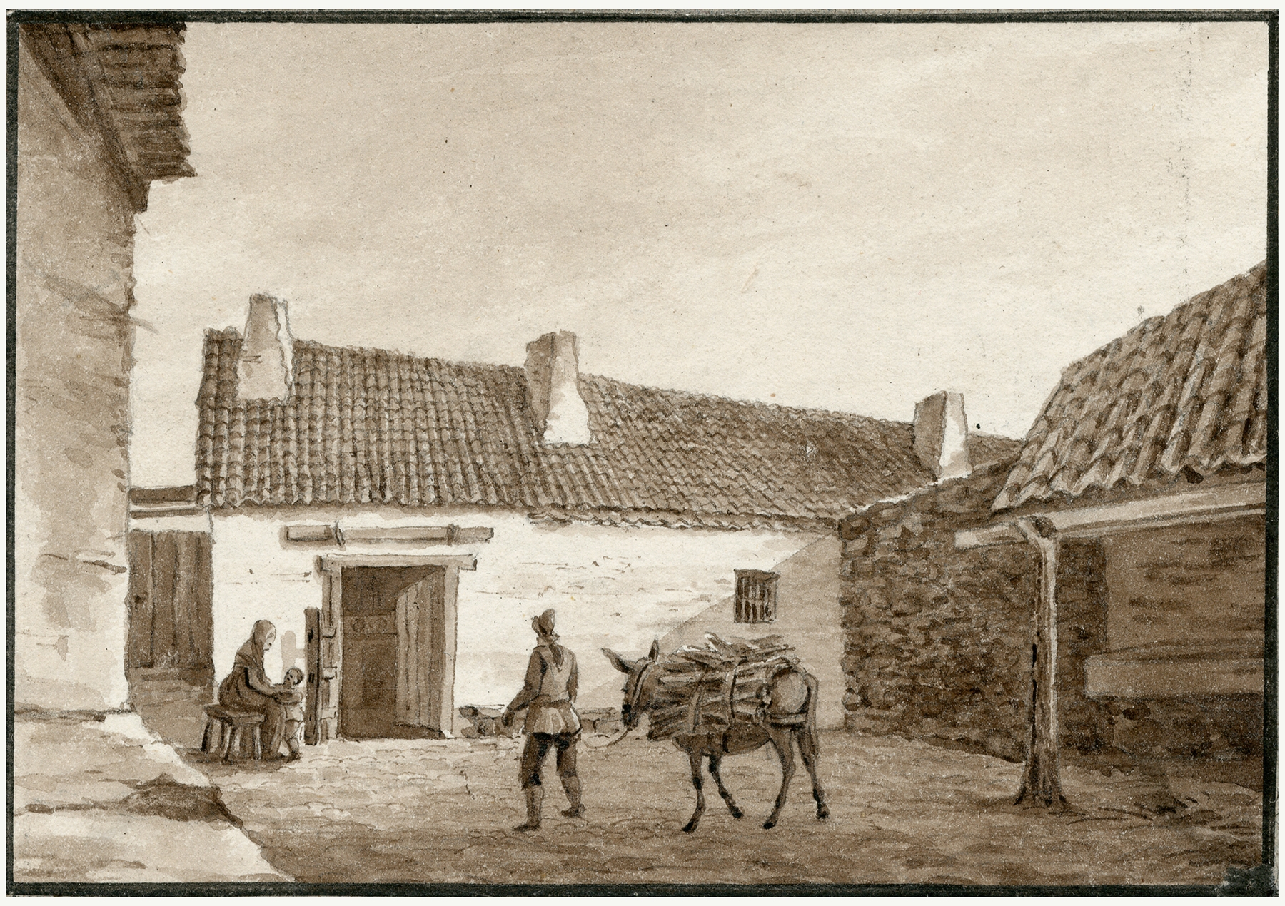 Landscape featuring a landhouse near Madrid by Otto Howen, medium unknown.