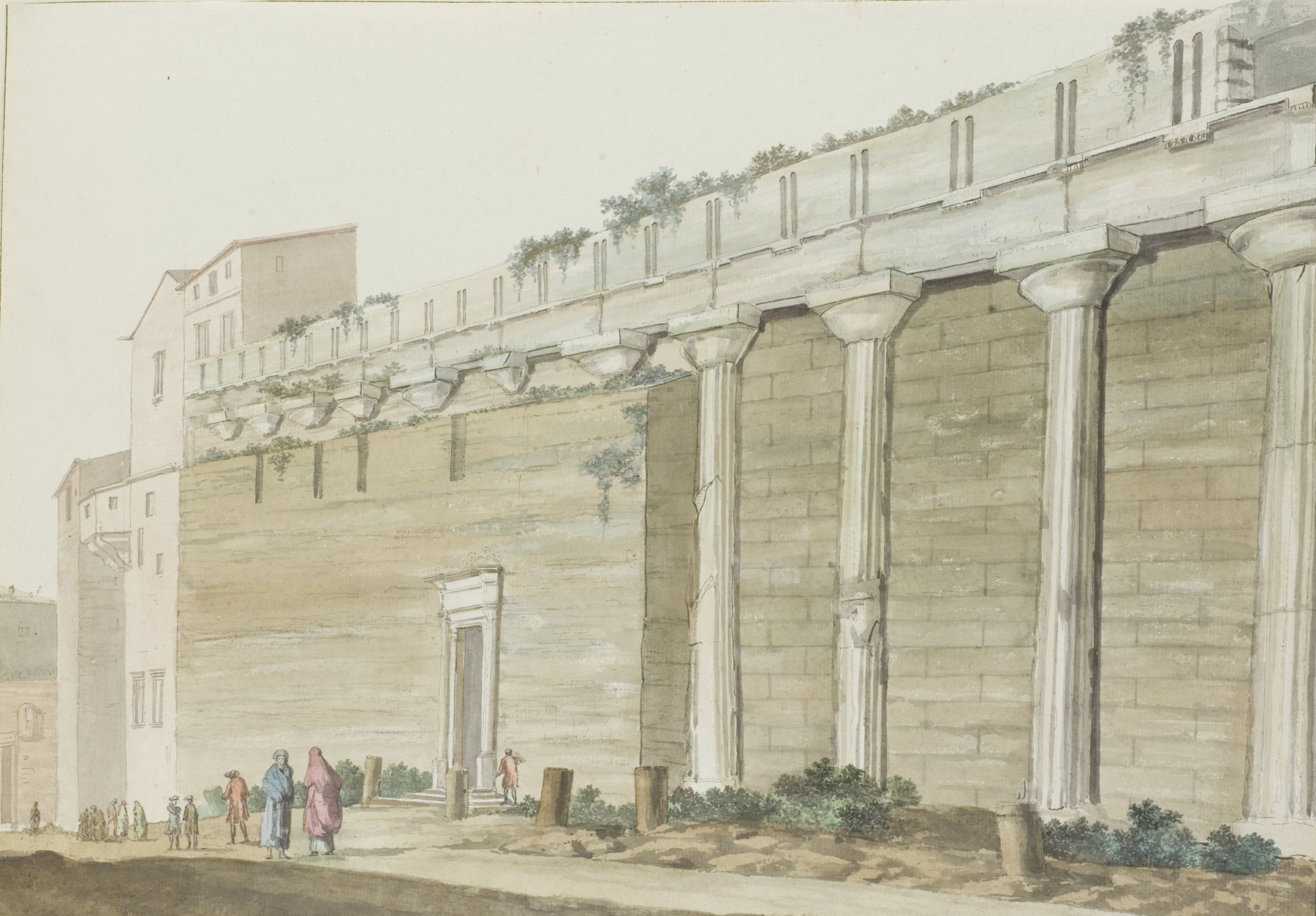 Architecture of the Minerva temple in Syracuse, oil painting by Abraham-Louis-Rodolphe Ducros