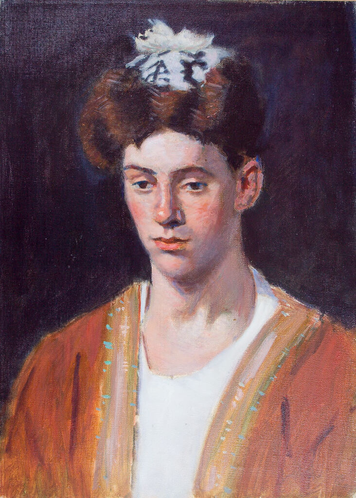 Portrait of a young man wearing a hat, oil on canvas by Denman Waldo Ross