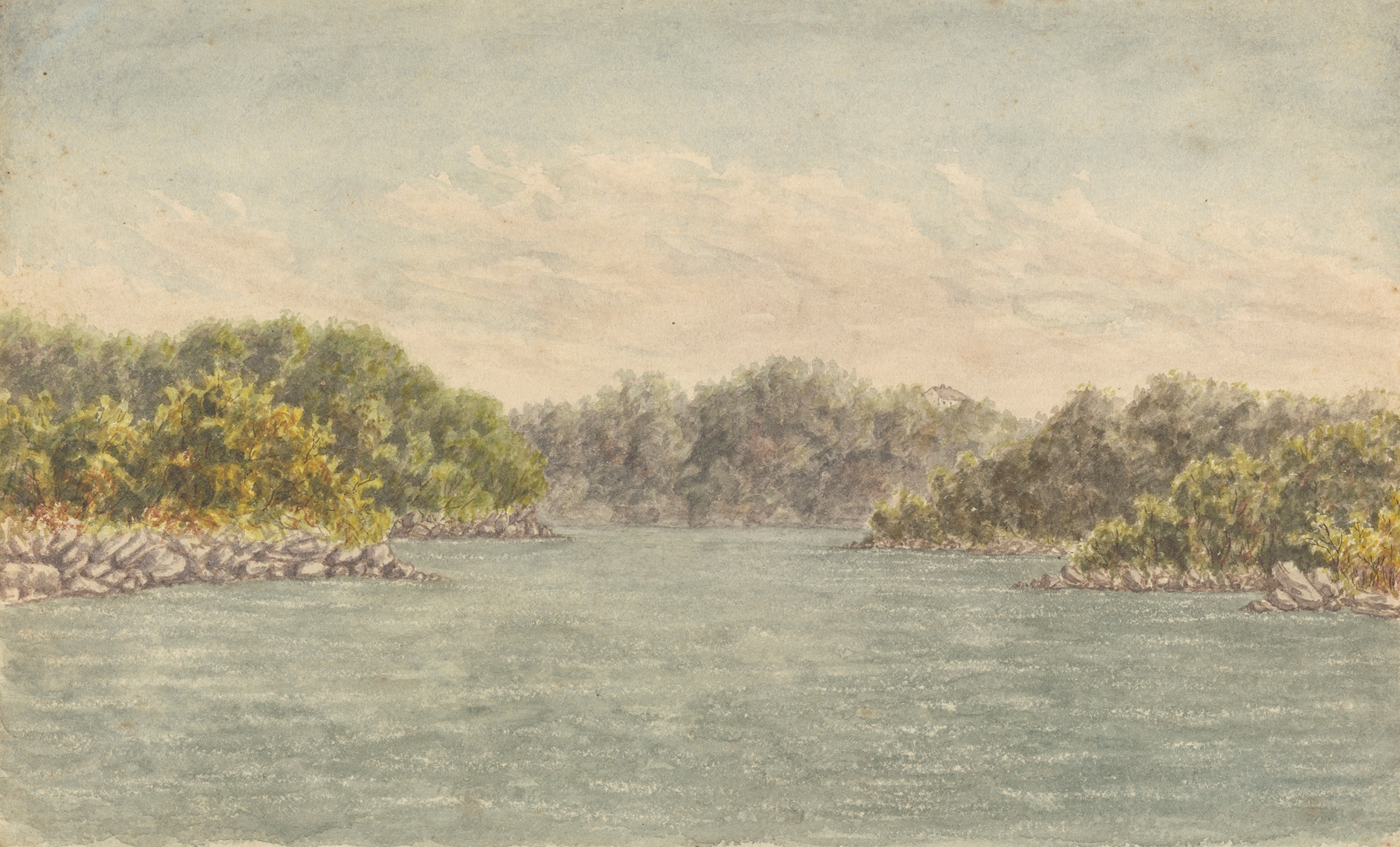Parramatta River by George Sherriff, impressionism, depicting tranquil water and dusk reflections.