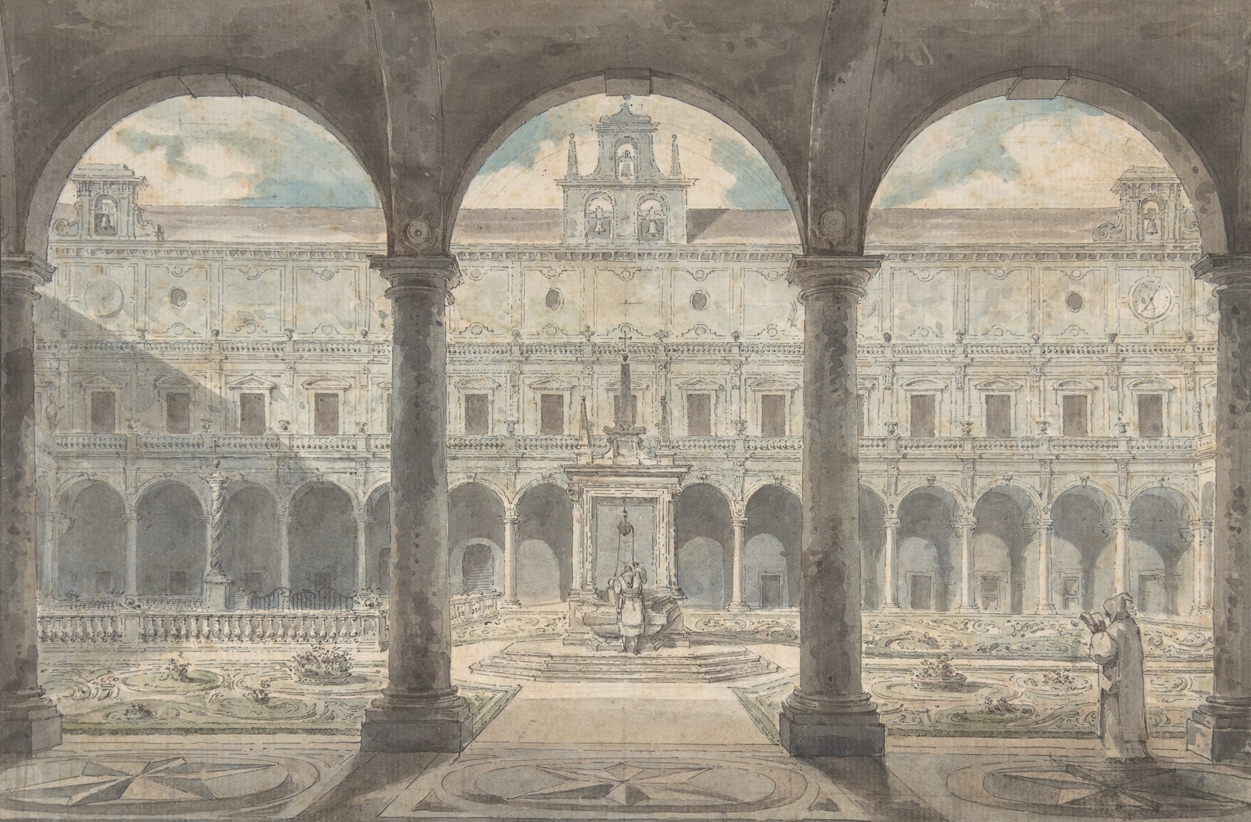 Cloister of the Certosa di San Martino, Naples, by Louis Jean Desprez, public domain