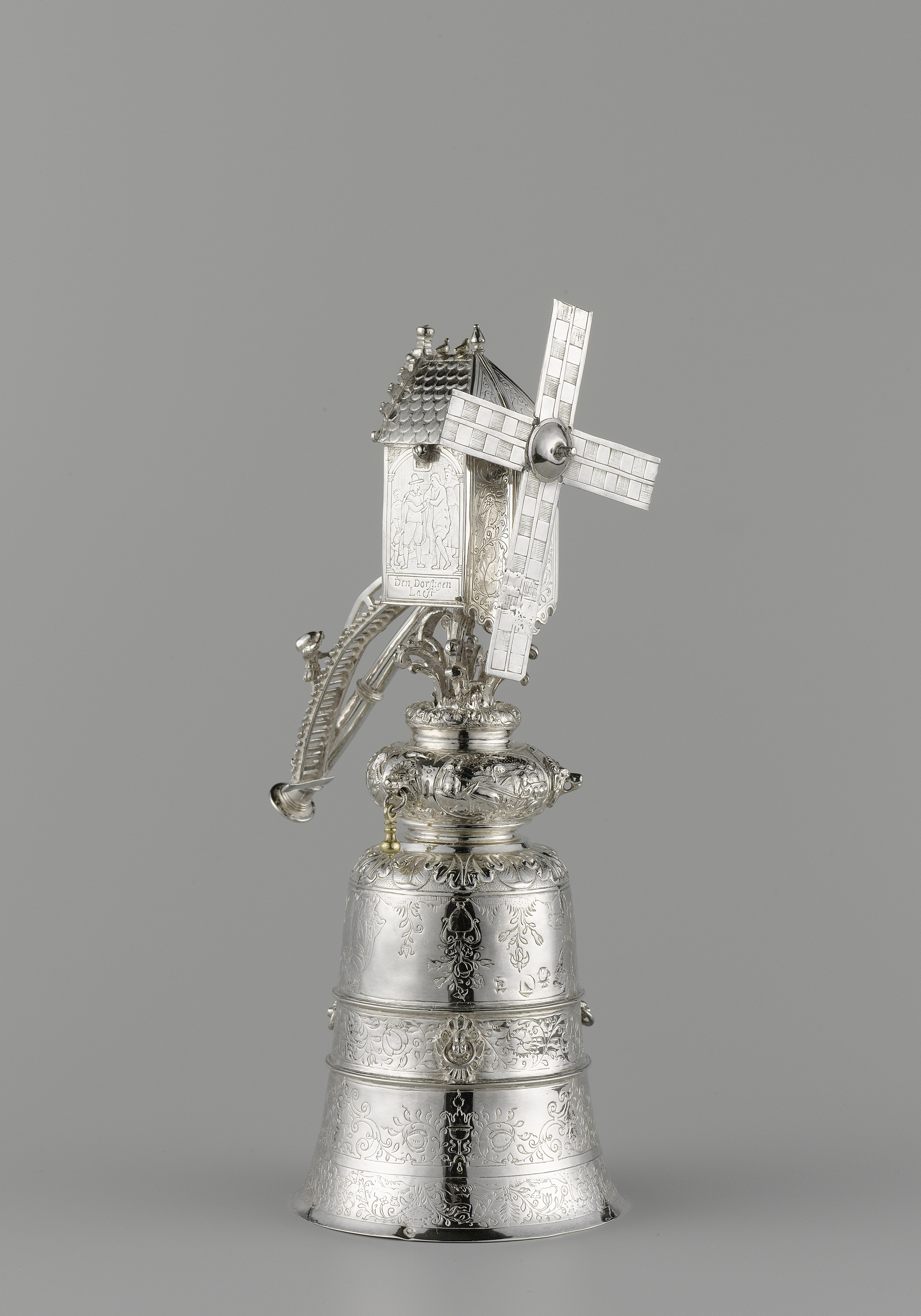 Windmill cup made of metal, crafted in 1644 by an unknown artist