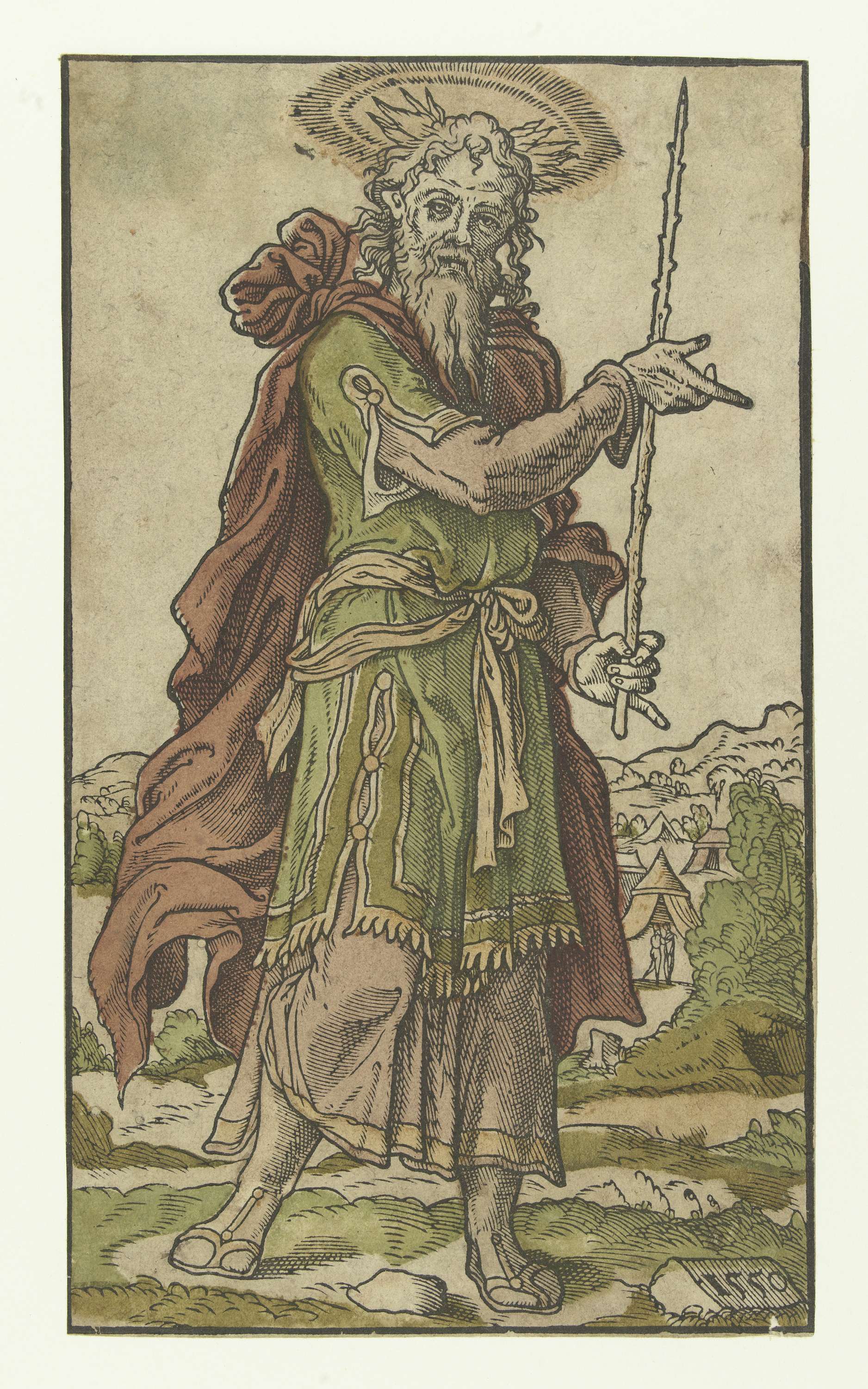 Moses stands in rich colors, oil on panel by Monogrammist AI