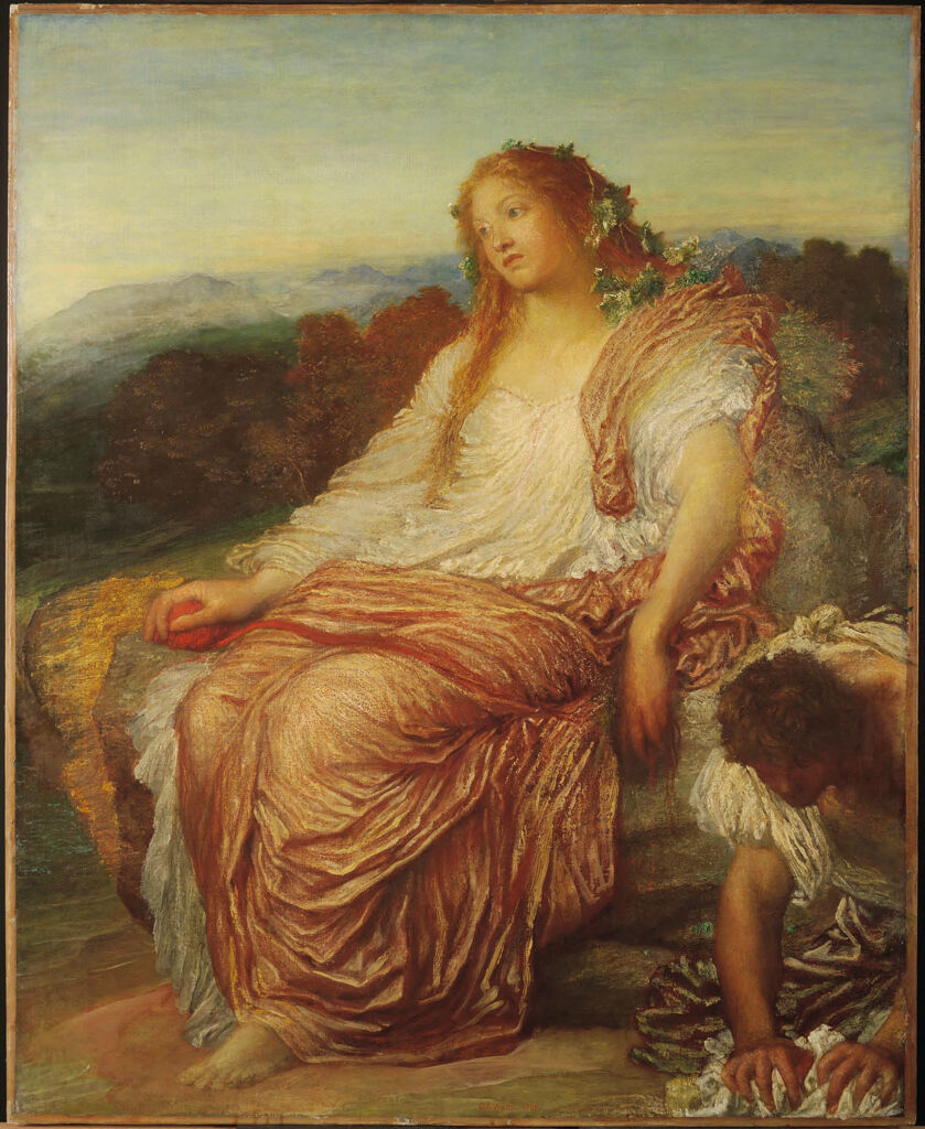 Ariadne by George Frederic Watts, oil on canvas, shows a solitary woman with a distant gaze.