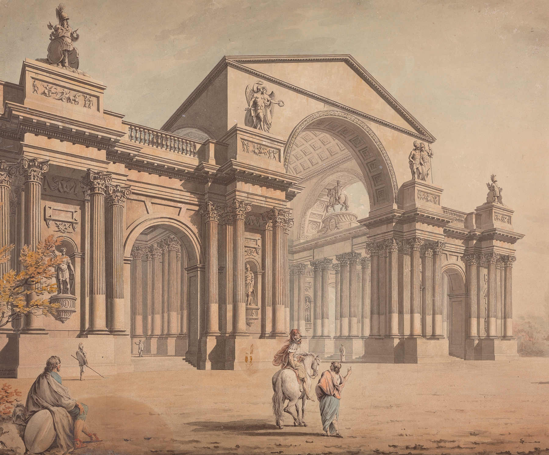 A Project for a Triumphal Archway with Classical Figures in Foreground, by James Gray Mayhew, public domain