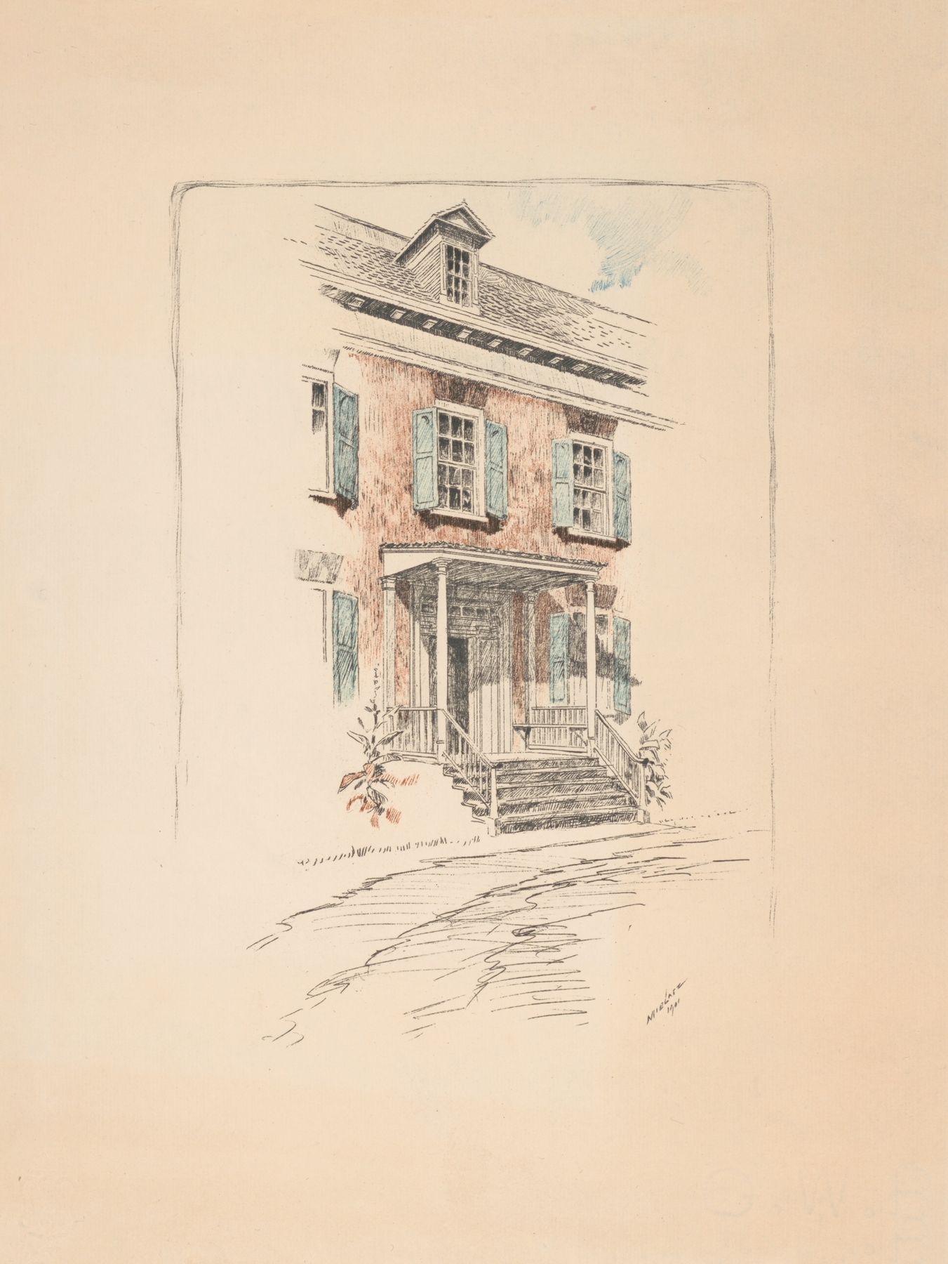 Van Cortlandt manor house by Charles Frederick William Mielatz, realism, depicting architecture