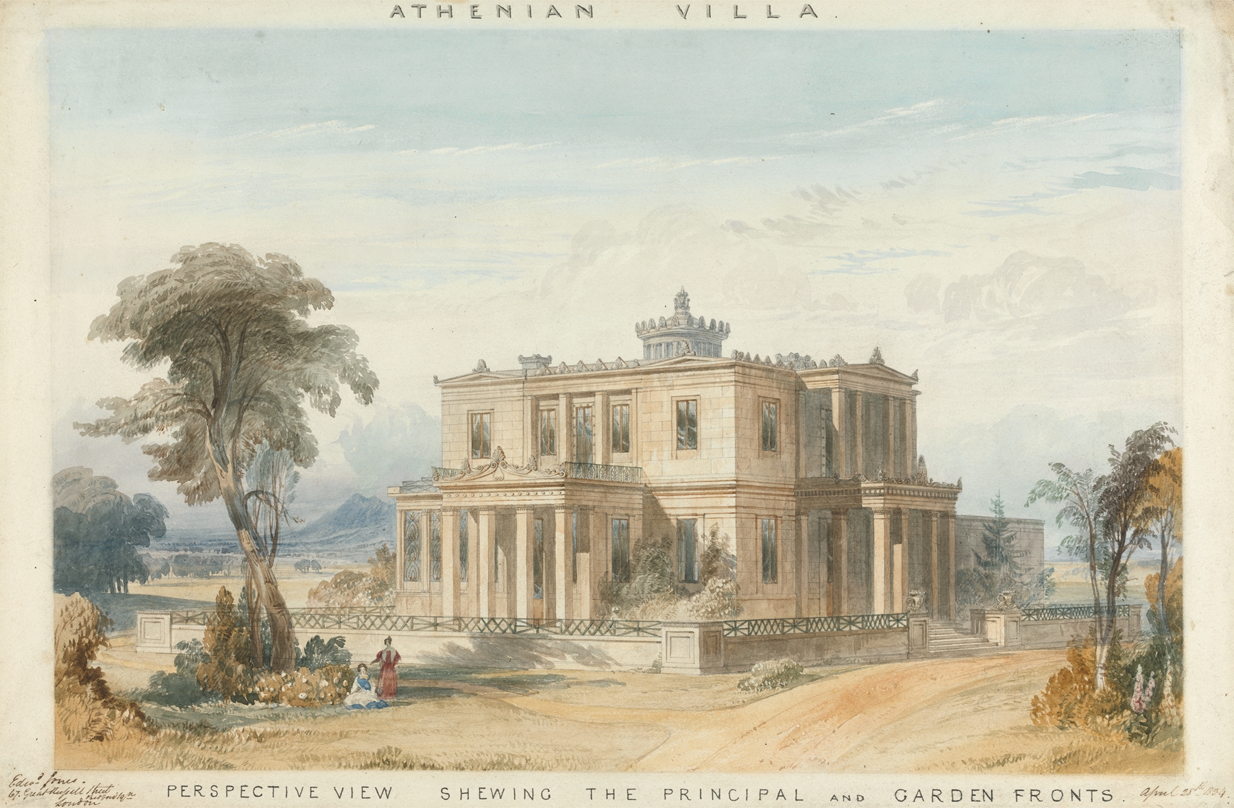 Design for an Athenian Villa, by Edward Jones, public domain