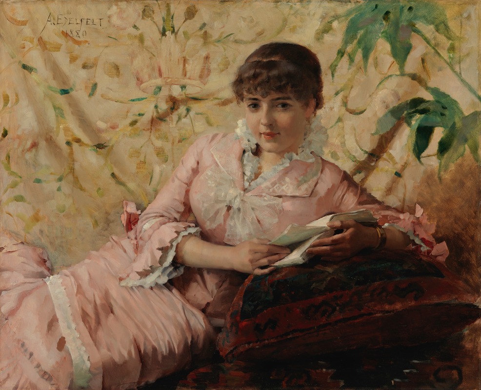A woman reading in a Parisian setting, showcasing the everyday life of the time.