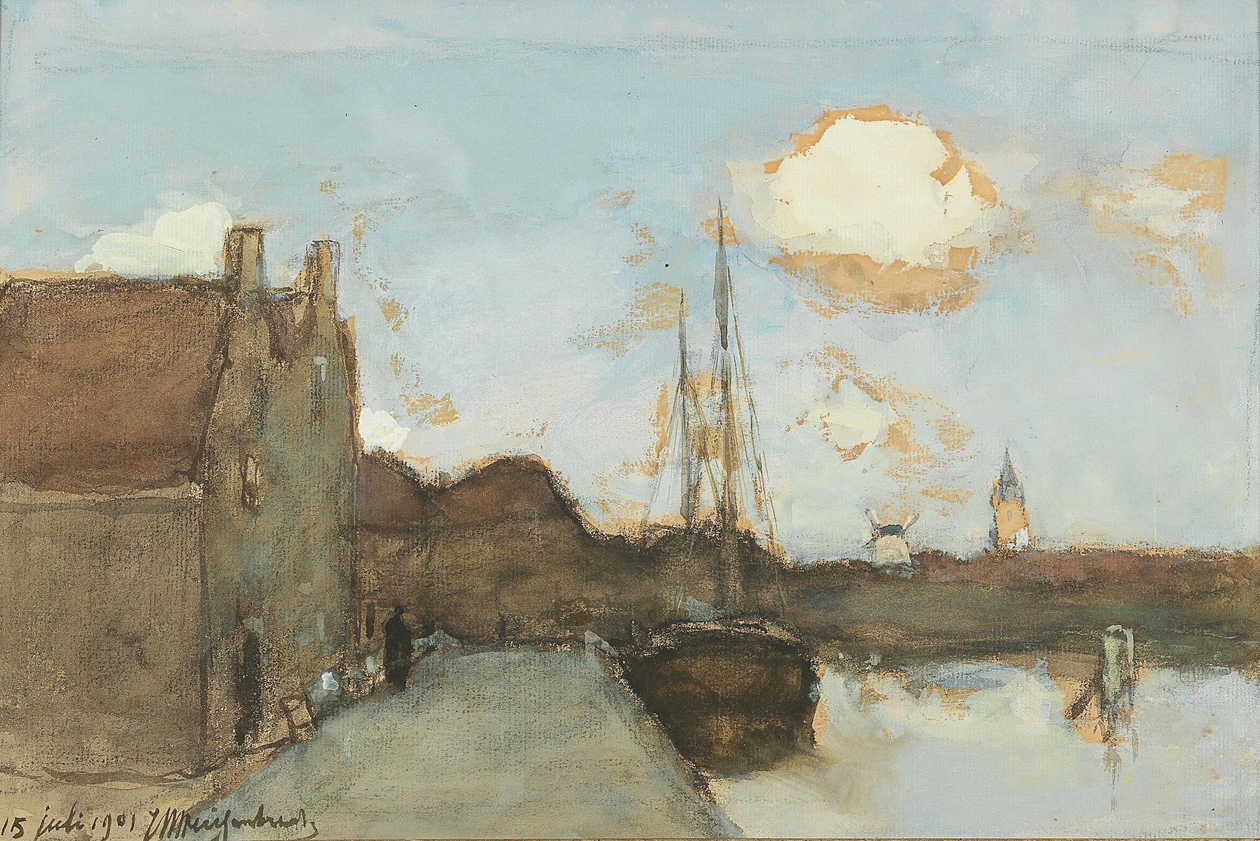 View of a Canal by Johan Hendrik Weissenbruch, oil on canvas