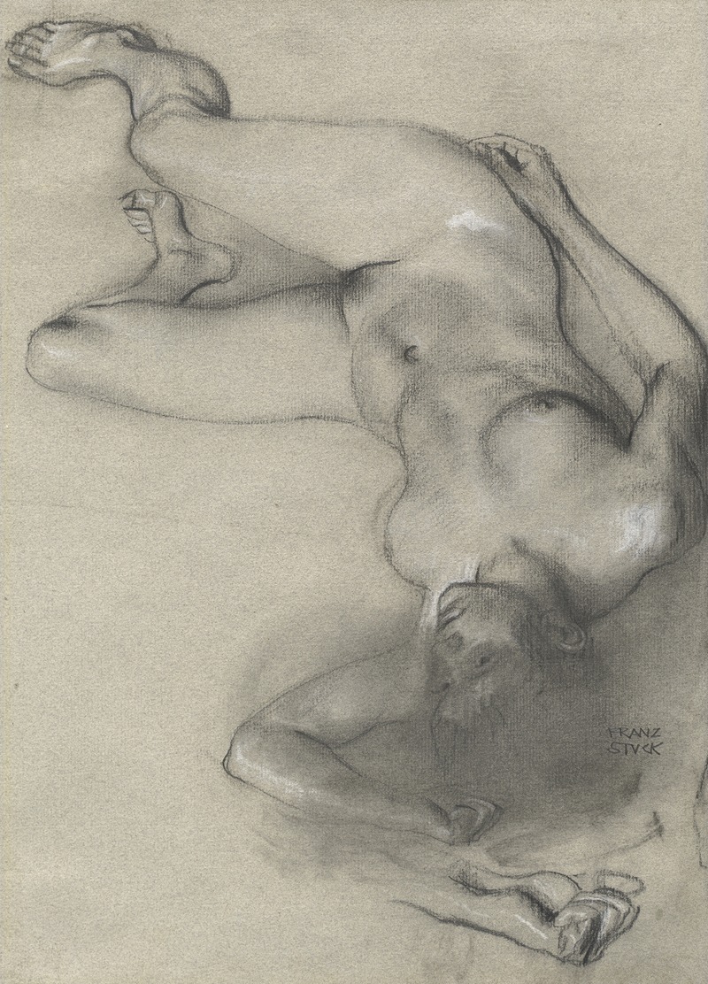 Franz von Stuck's 'Nude Woman Lying on the Ground' captures a serene figure in a natural setting.