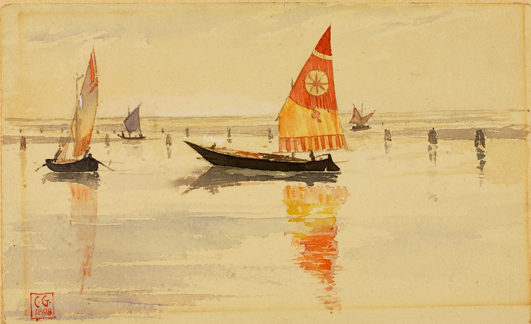Sailboats (Venice), by Cass Gilbert, public domain