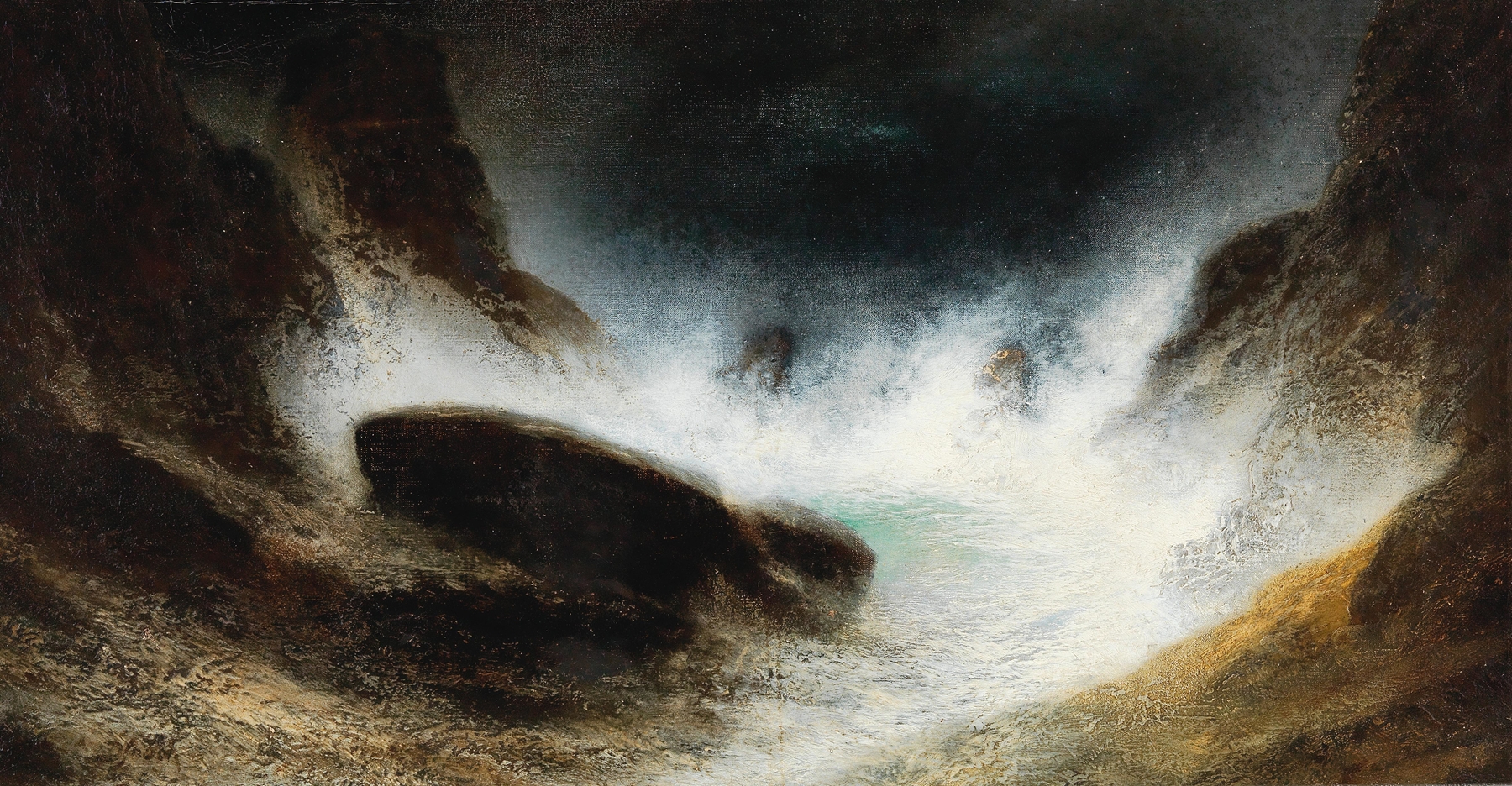 Marine scene with turbulent waves and sky, oil painting by Karl Wilhelm Diefenbach