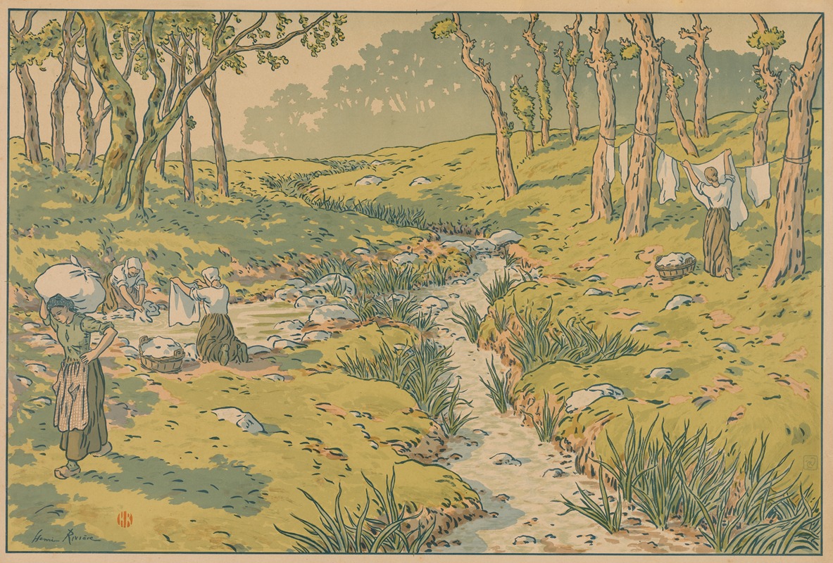 Henri Rivière's 'Aspects of Nature; The Stream' captures a serene landscape with flowing water.