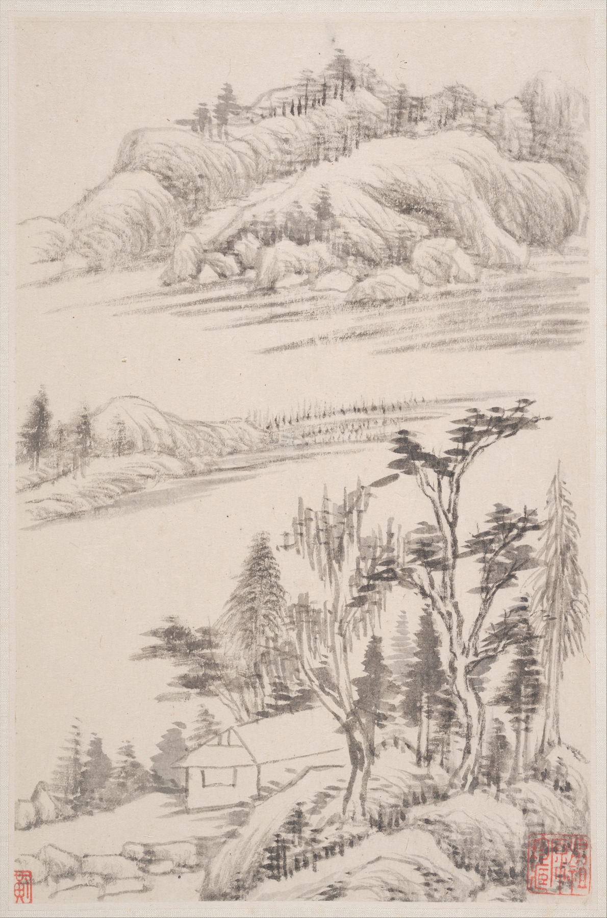 Landscape with mountains and nature by Dong Qichang, Chinese traditional.