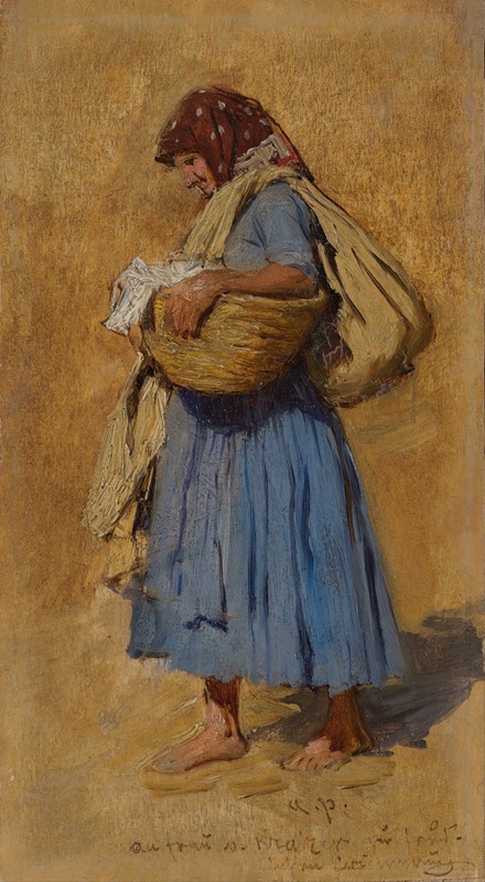 A farmer's wife depicted in a moment of everyday life.