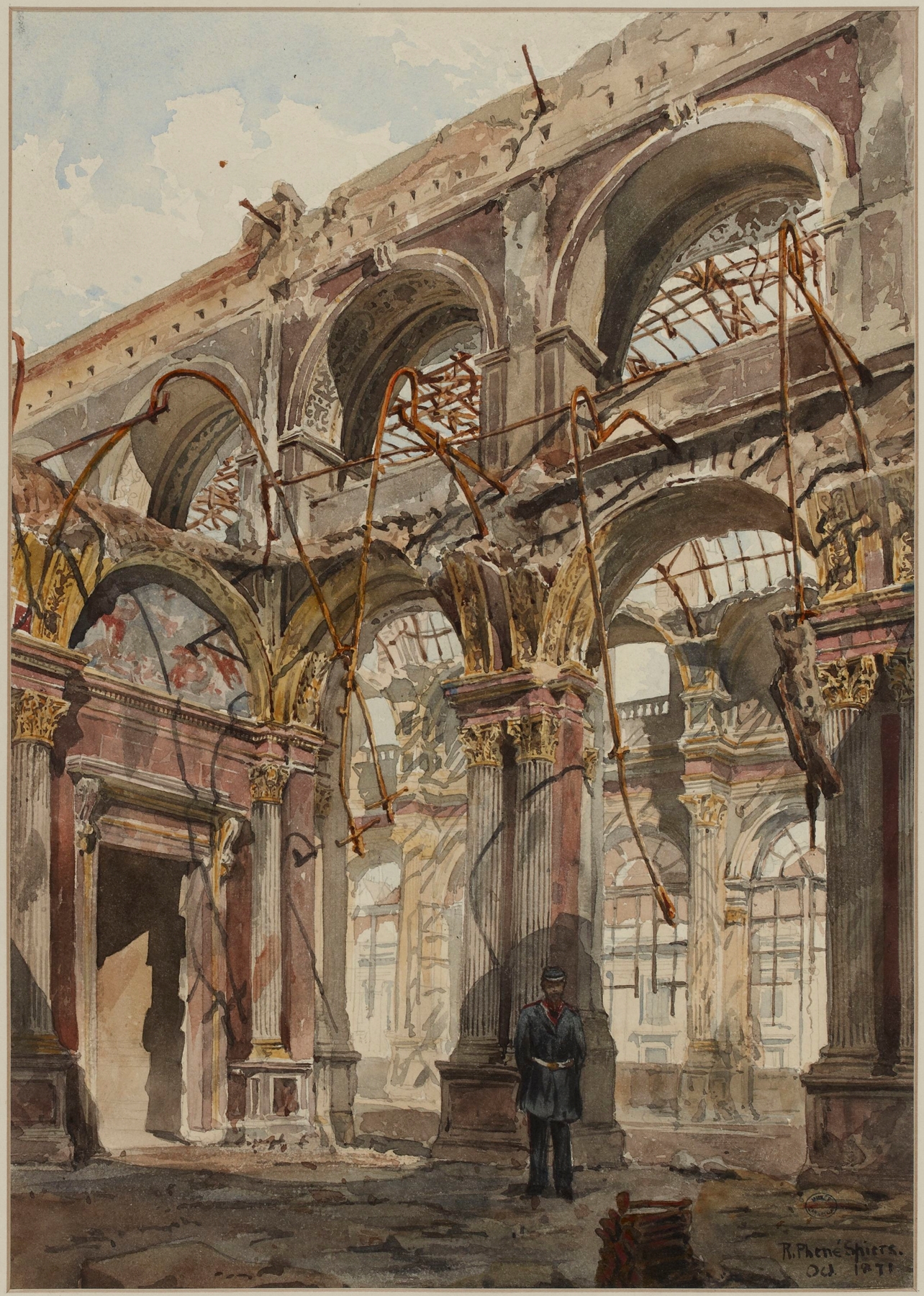 Ruines de l’Hôtel de Ville en 1871, by Richard Phené Spiers, public domain