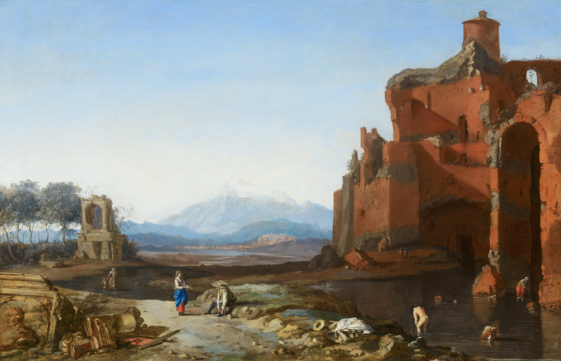 Italian landscape with the Aurelian Wall, oil painting by Bartholomeus Breenbergh