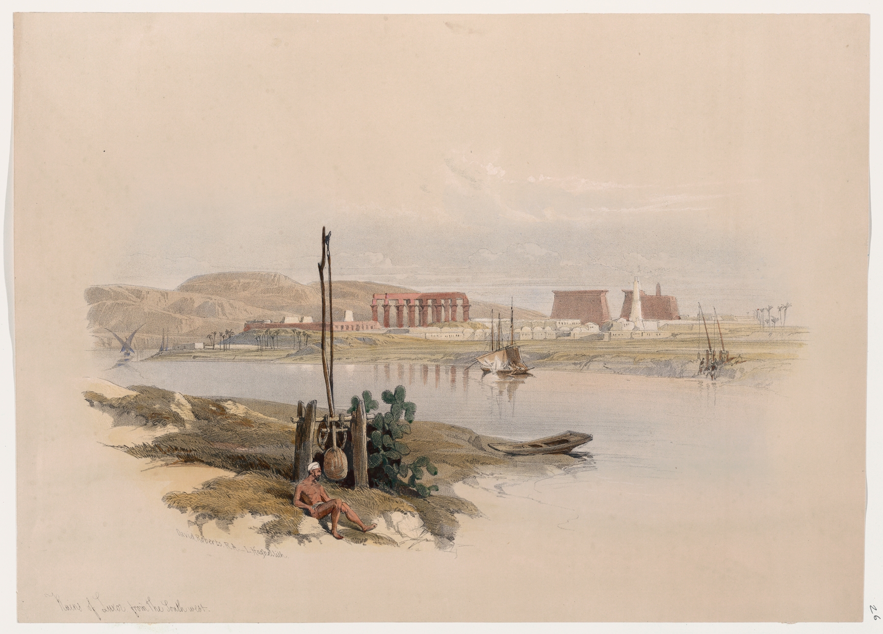 Ruins of Luxor, from the south-west., by David Roberts, public domain