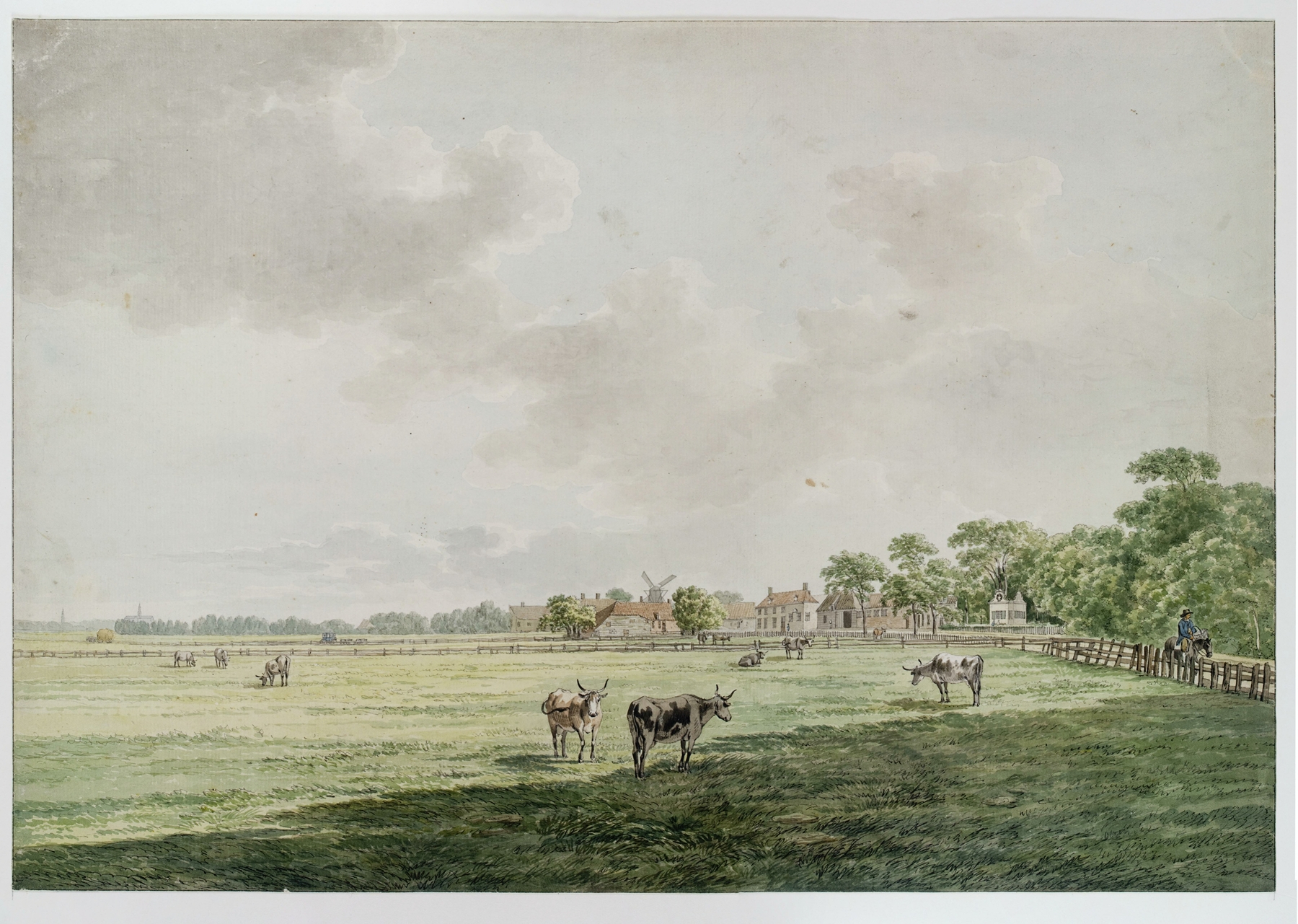 Landscape of Santpoort with cobblestone path, oil on canvas by Wybrand Hendriks