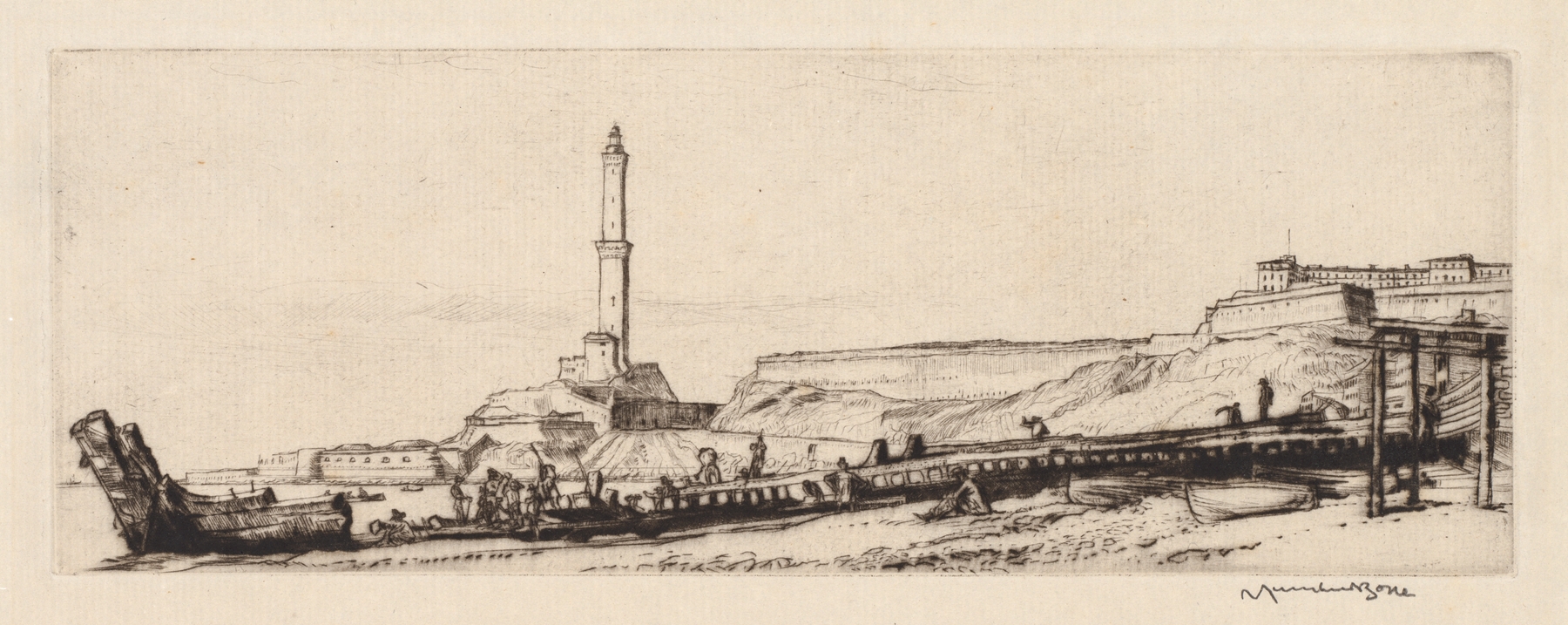 The Langterna, Genoa, by Muirhead Bone, public domain