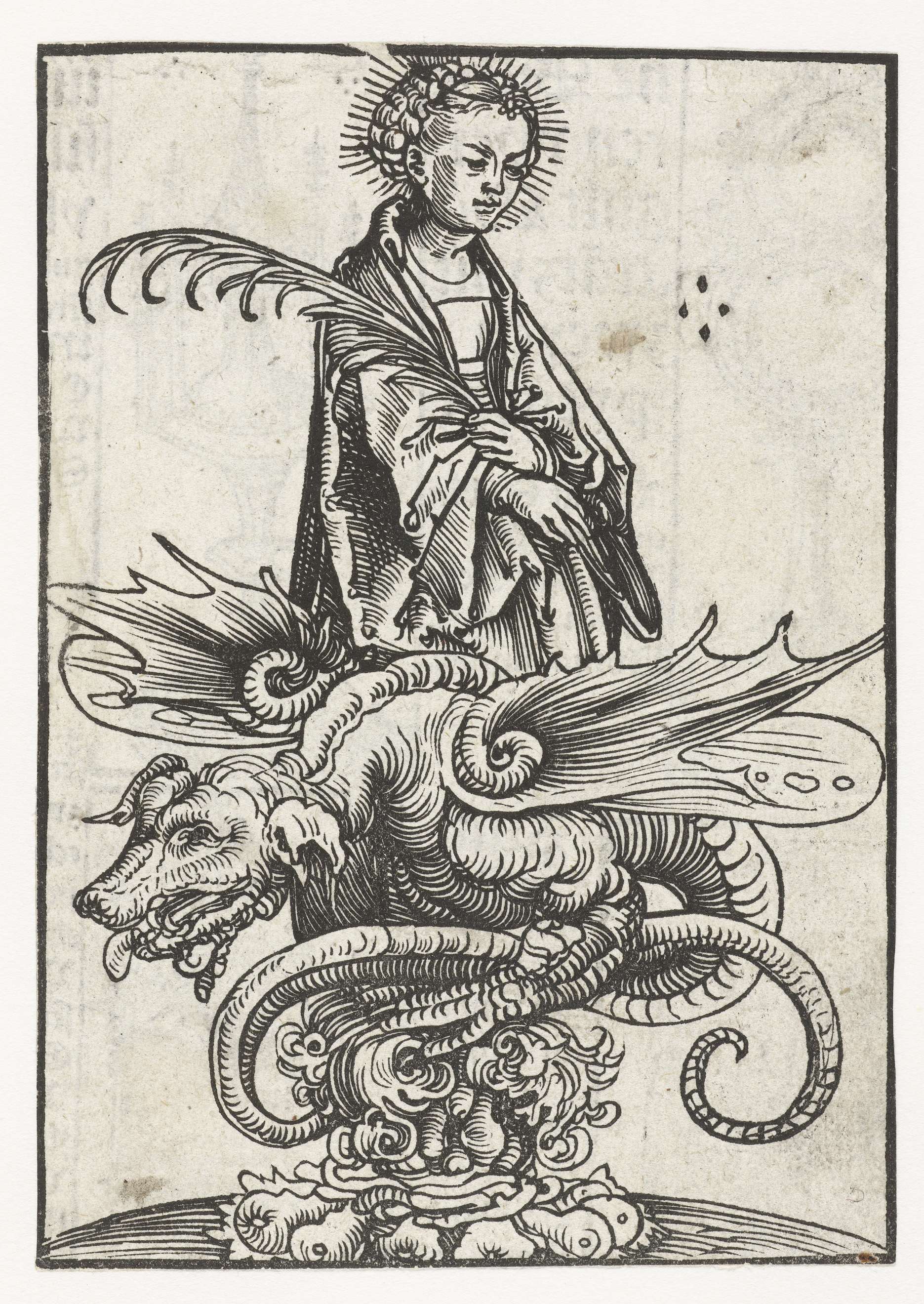 Beeld van heilige Margaretha en draak, by Lucas Cranach (I), public domain
