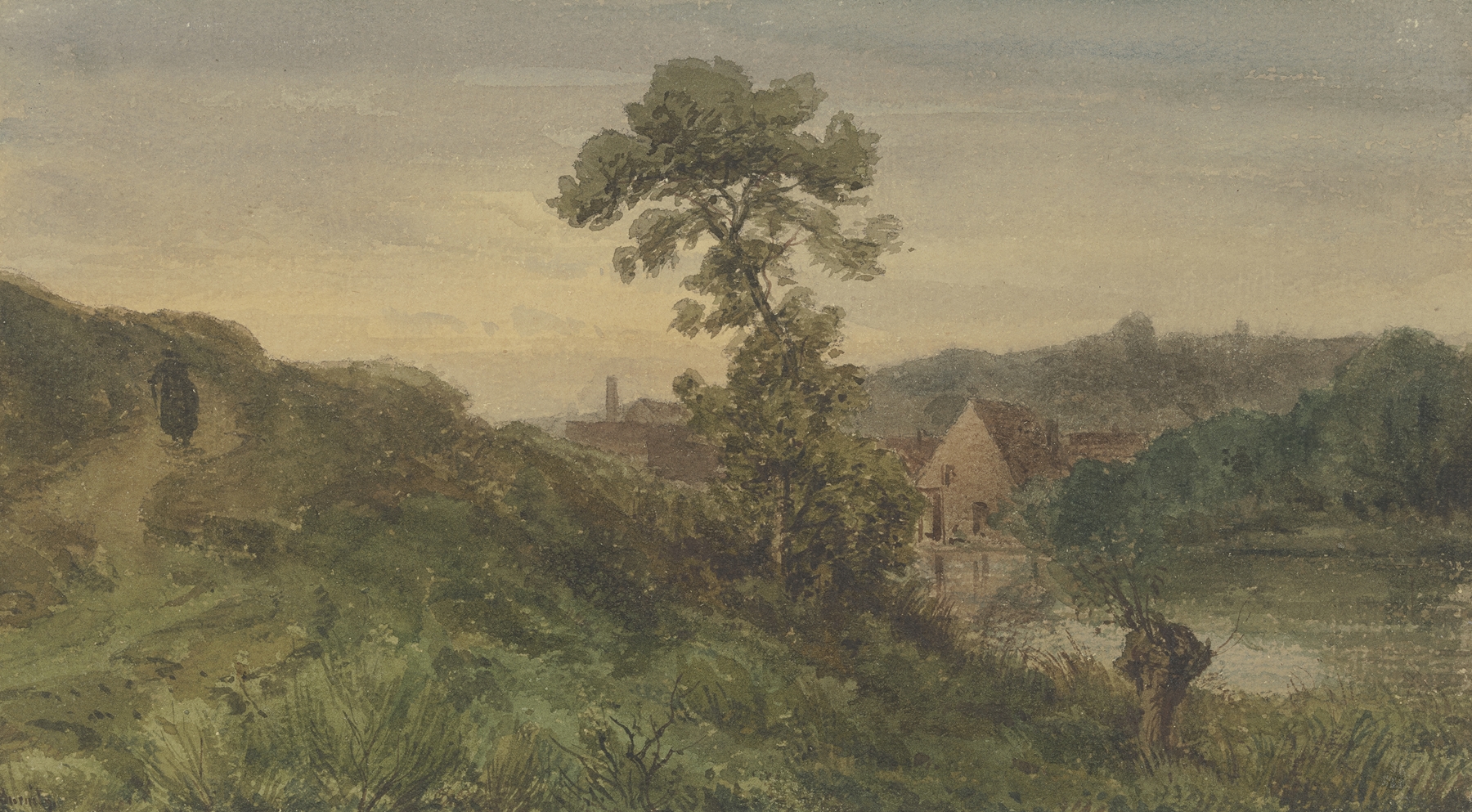 Landscape with a river and path, oil painting by Peter Burnitz