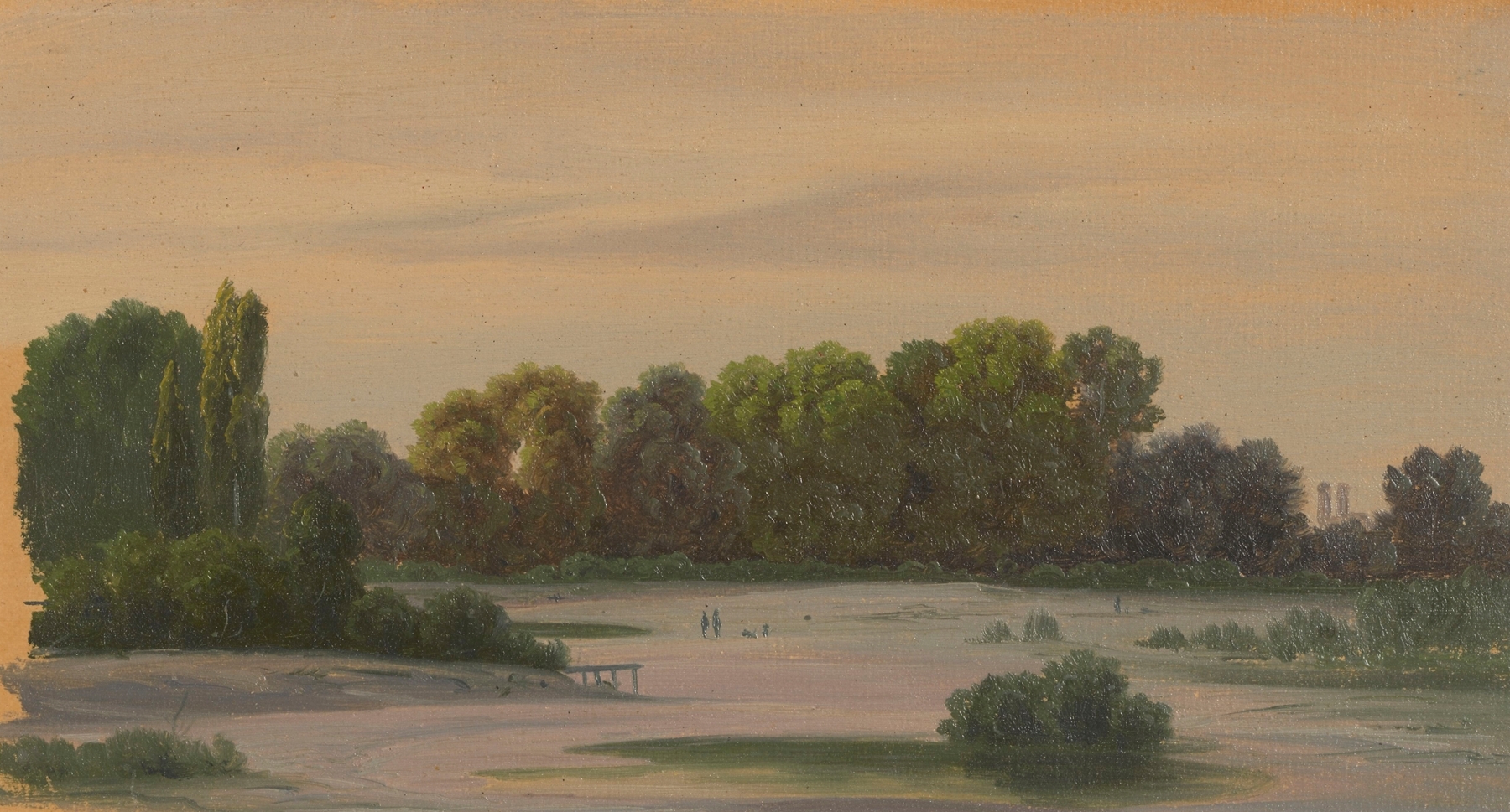 Oil painting by Arthur Blaschnik depicting a couple in an Italian garden with sunlight filtering through trees.