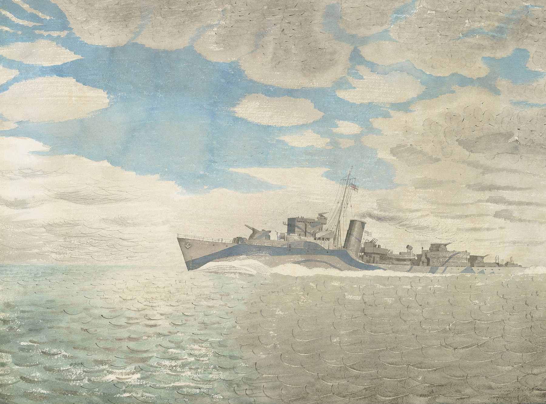 HMS Tetcott, by Eric Ravilious, public domain