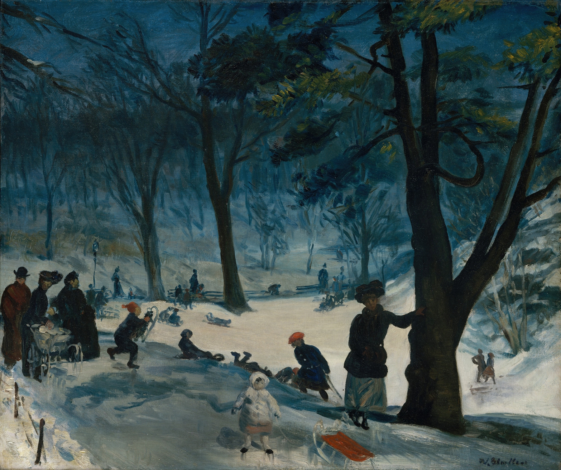 Central Park, Winter, by William James Glackens, public domain