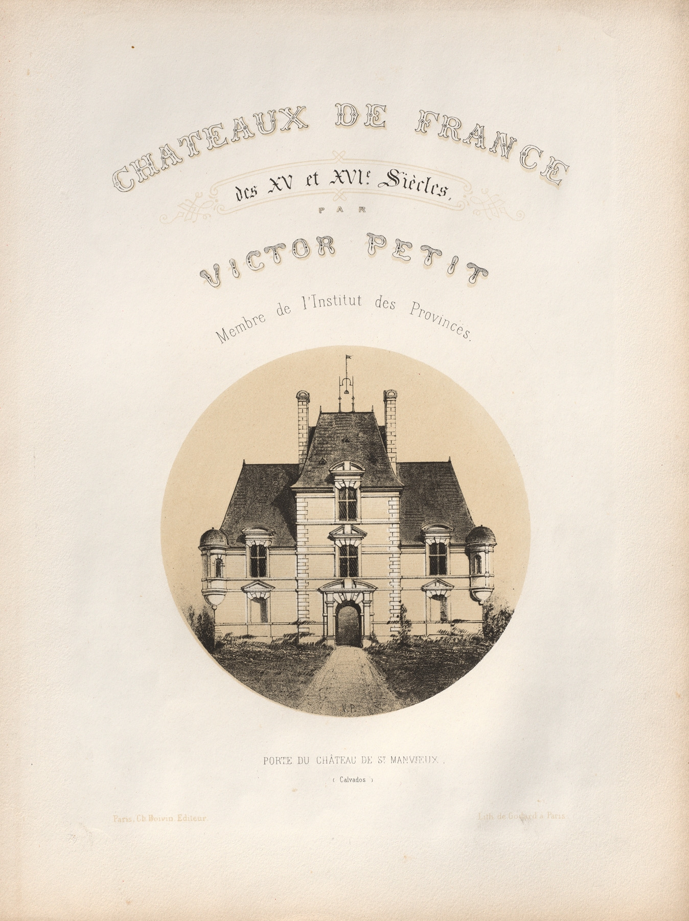 Engraving by Victor Petit depicting an archway and landscape