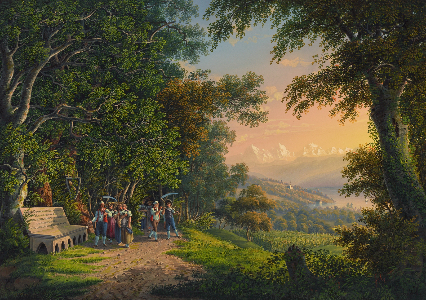 Landscape by Johann Heinrich Bleuler the Younger, oil painting