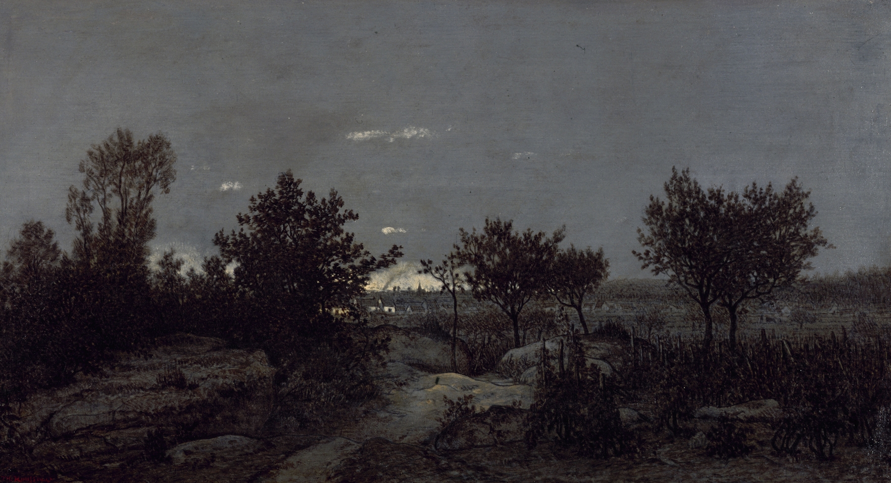Landscape at dawn, oil on canvas by Théodore Rousseau