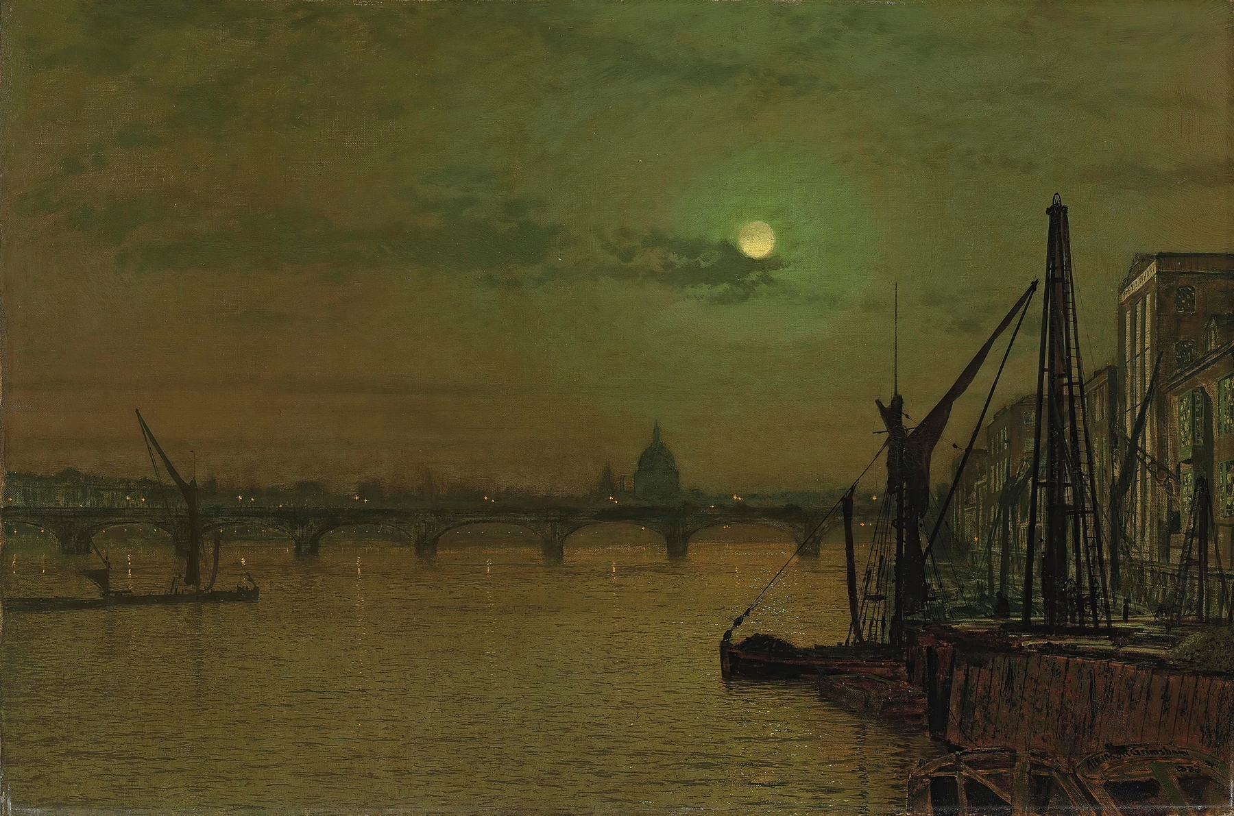 Waterloo Bridge at twilight, oil on canvas by John Atkinson Grimshaw