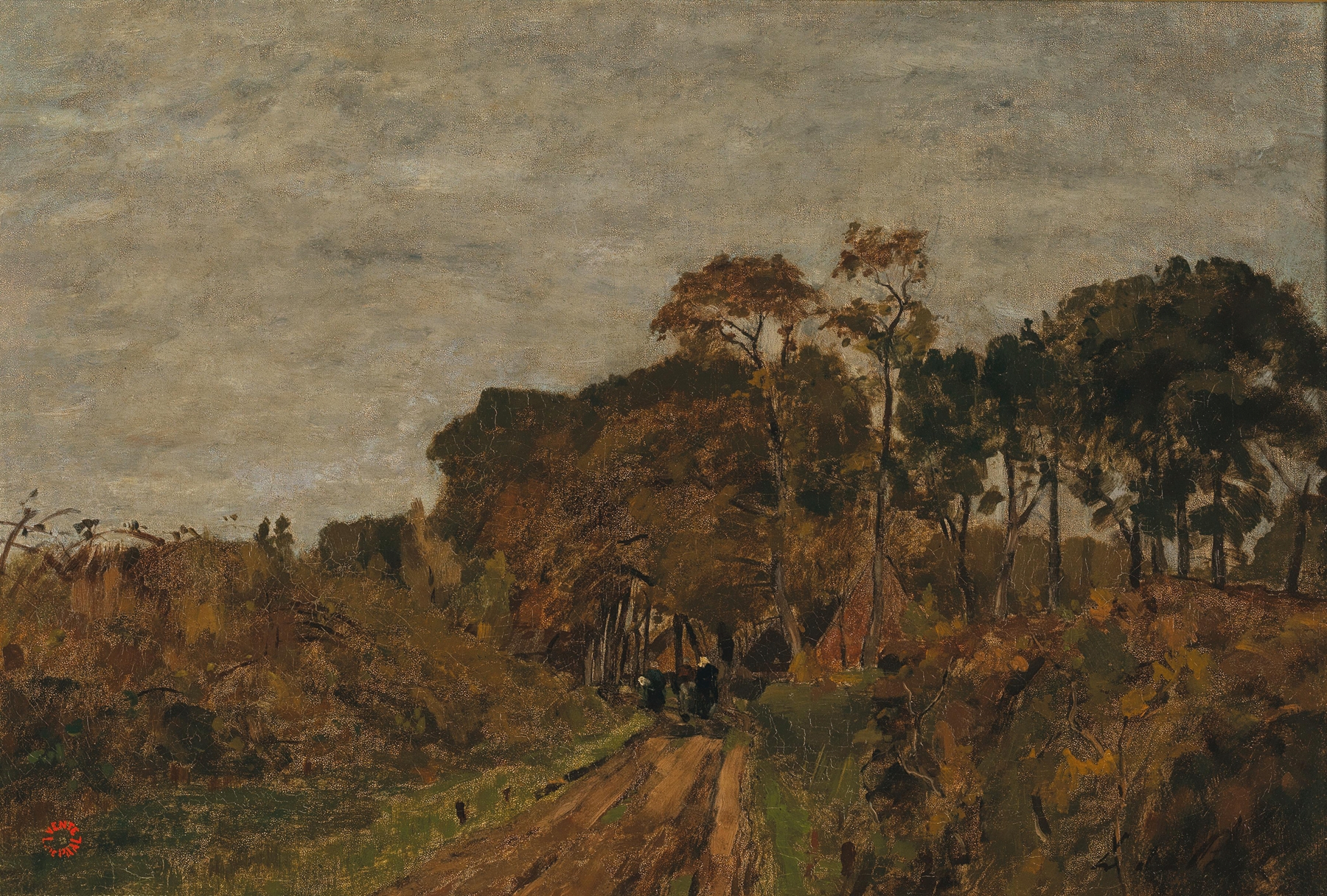 Landscape with twilight reflections on water by László Paál, oil painting.
