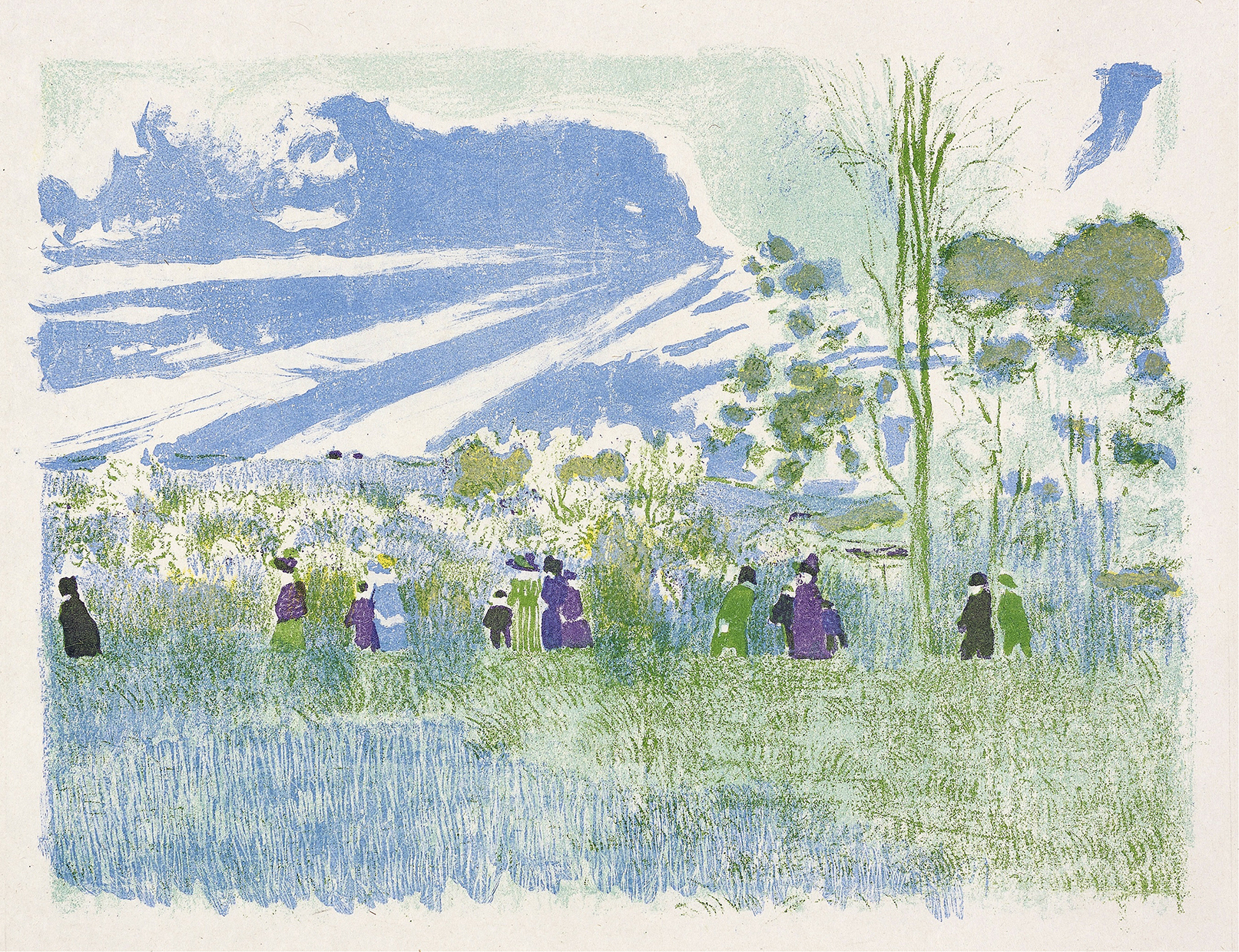 Across the Fields, plate three from Landscapes and Interiors, by Édouard Vuillard, public domain