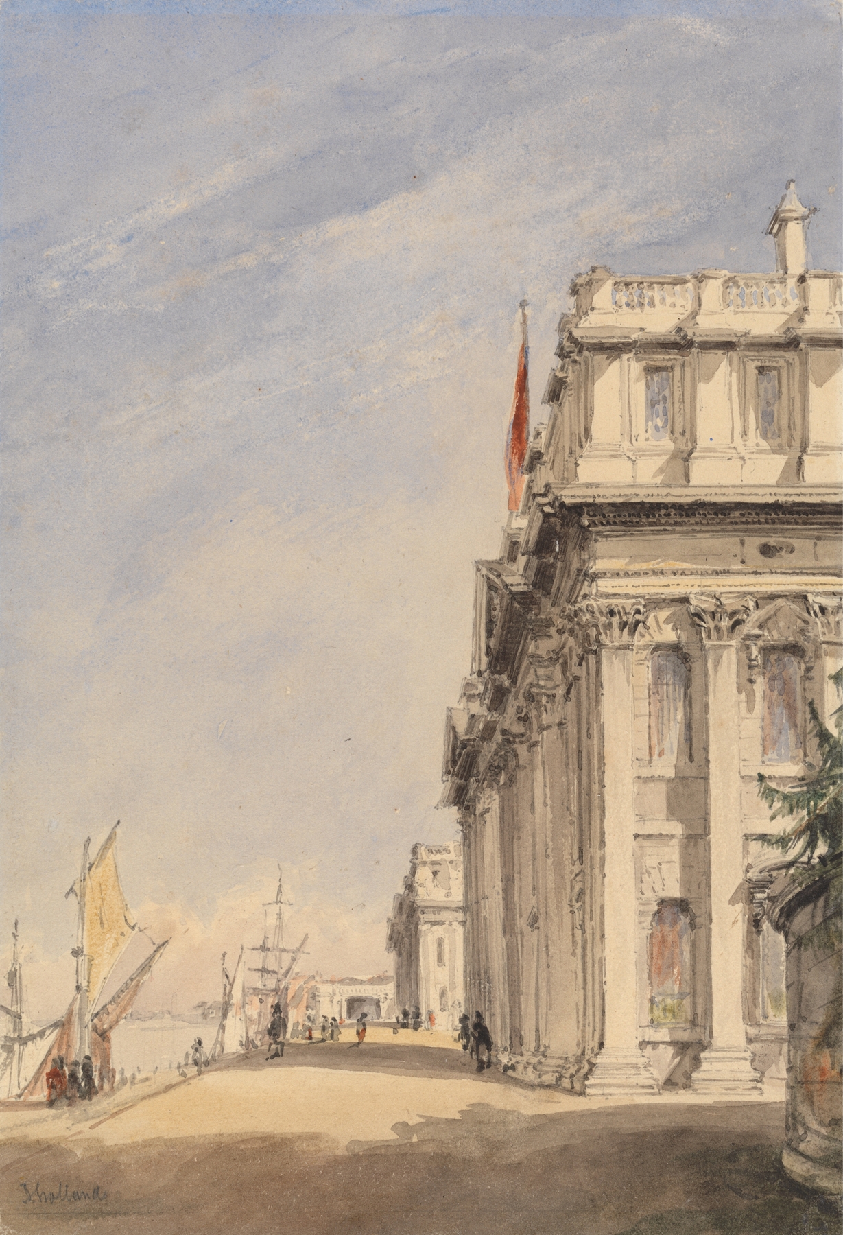 Facade of the Royal Naval College, Greenwich, oil on canvas by James Holland