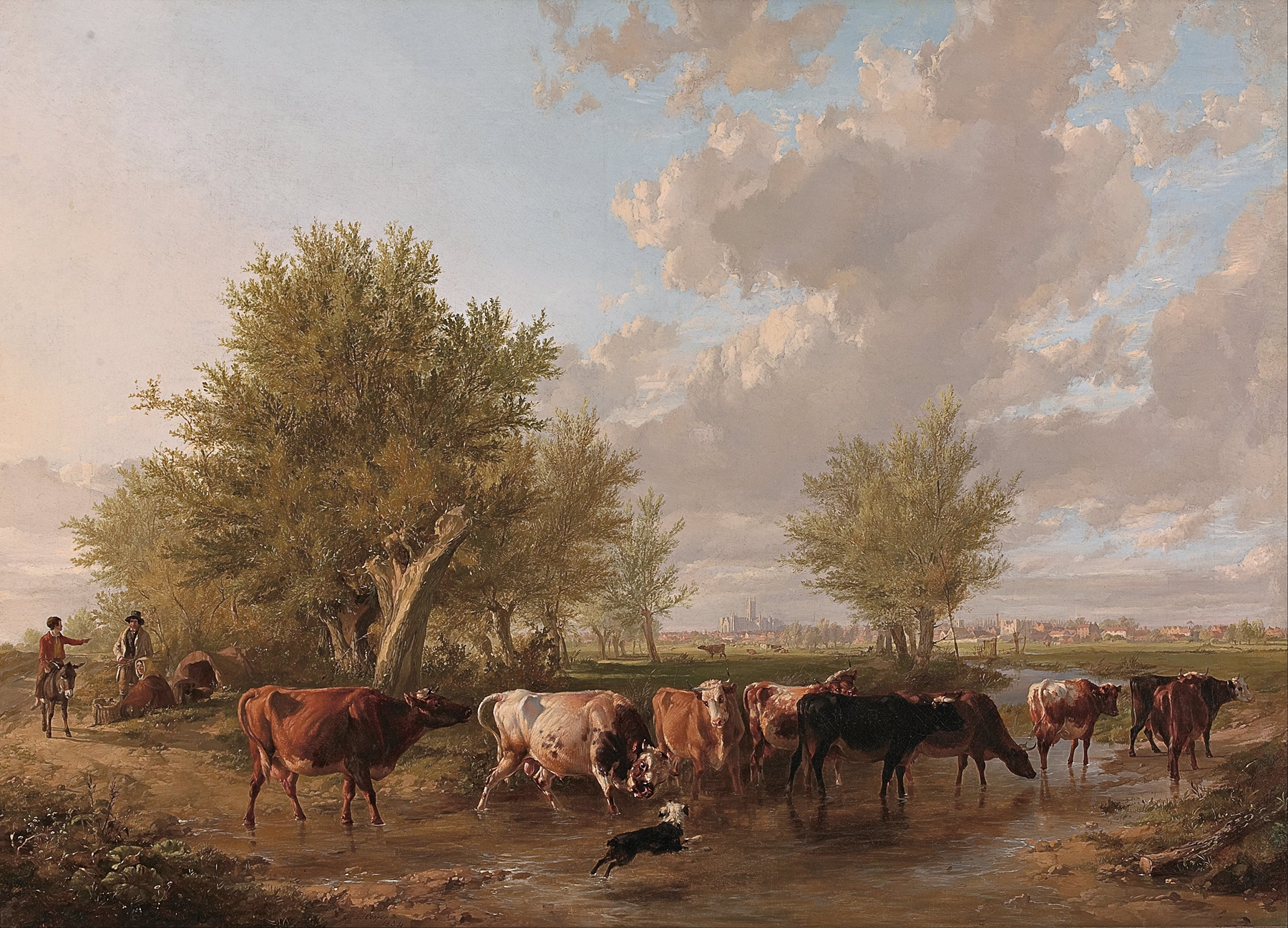 Landscape with a brook and foliage, oil painting by Thomas Sidney Cooper