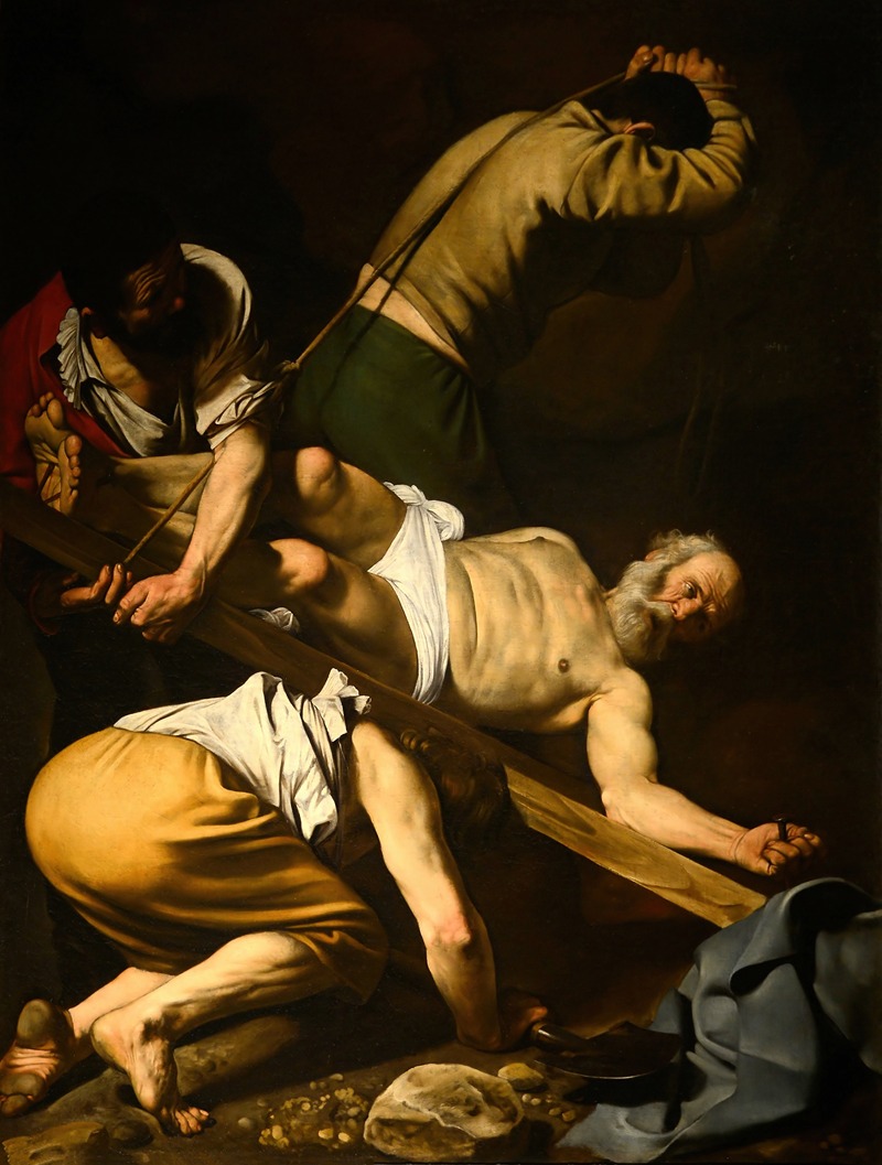 Caravaggio's 'Crucifixion of St. Peter' depicts the apostle Peter being crucified upside down.