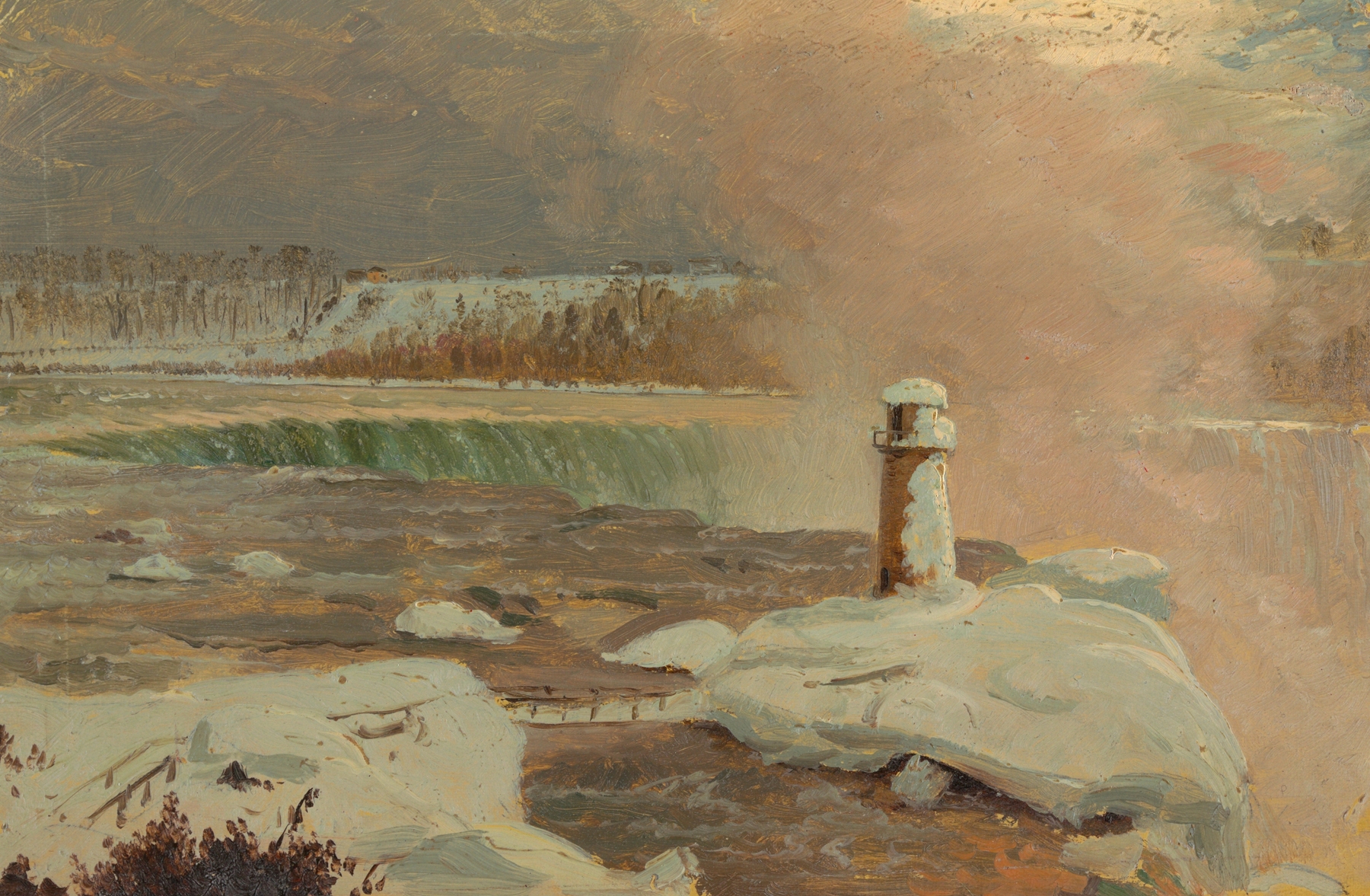 Niagara River and Falls in Snow, oil on canvas by Frederic Edwin Church
