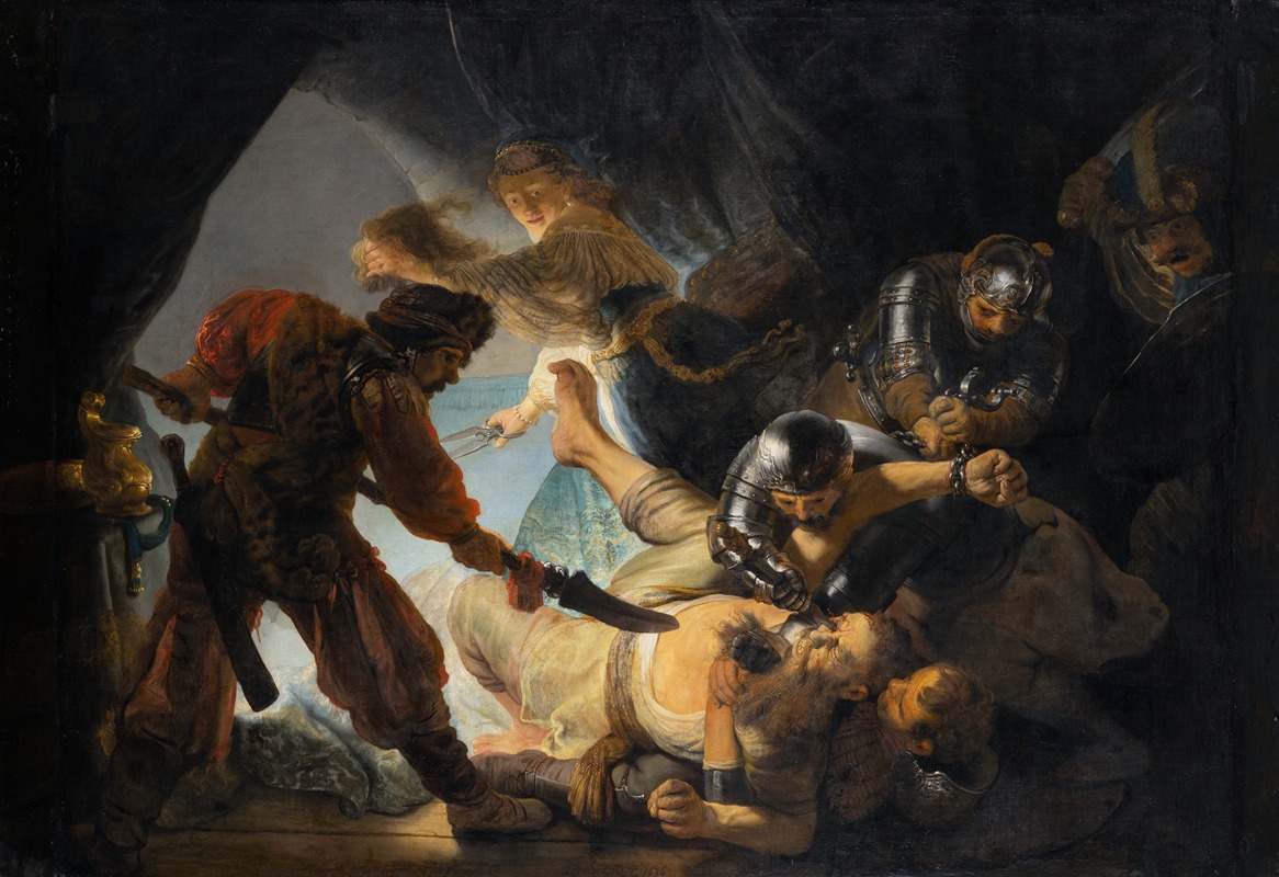 Rembrandt's 'The Blinding of Samson' captures a dramatic biblical moment.