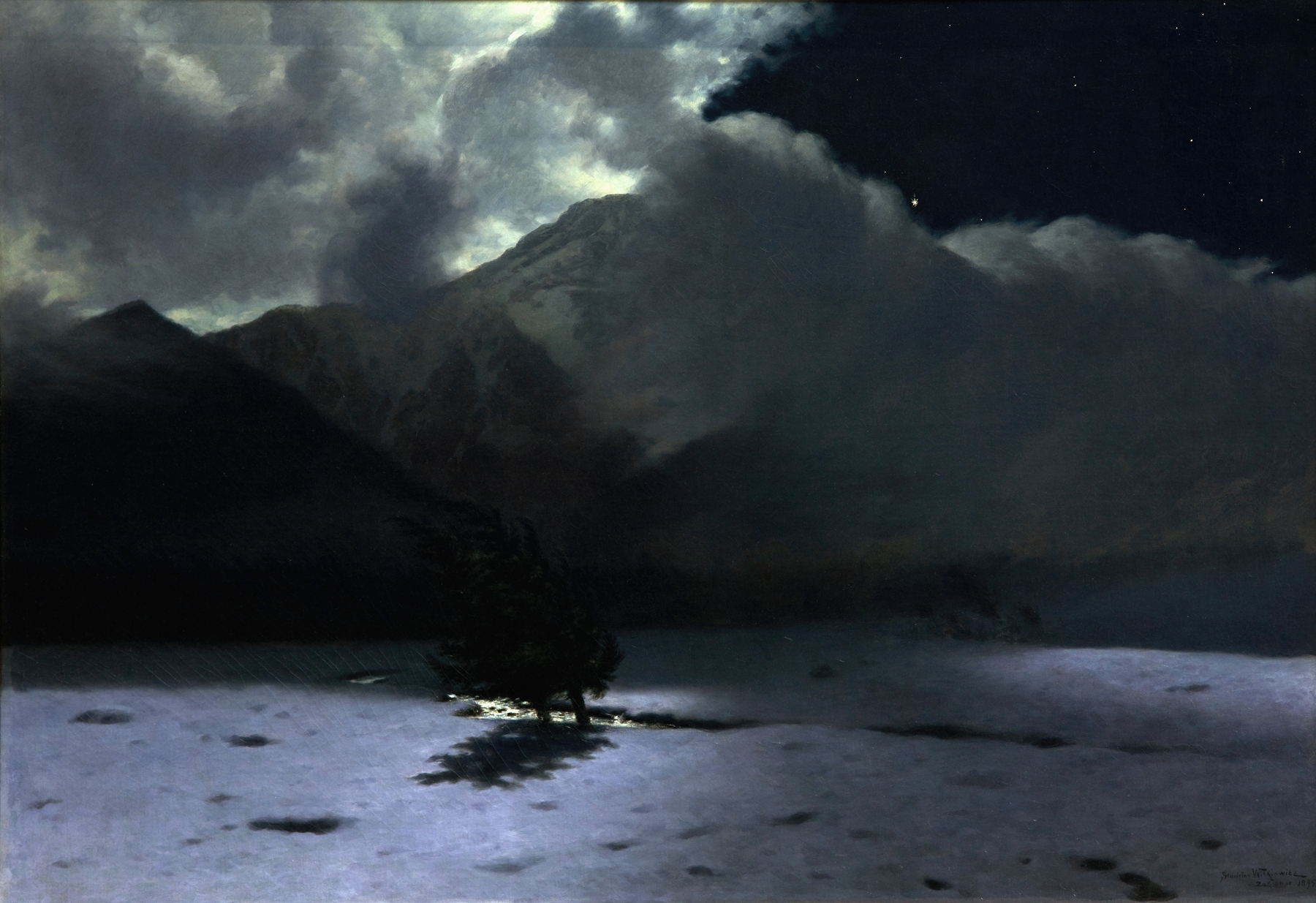 Foehn Wind by Stanisław Witkiewicz, oil painting depicting a serene landscape with soft hues.