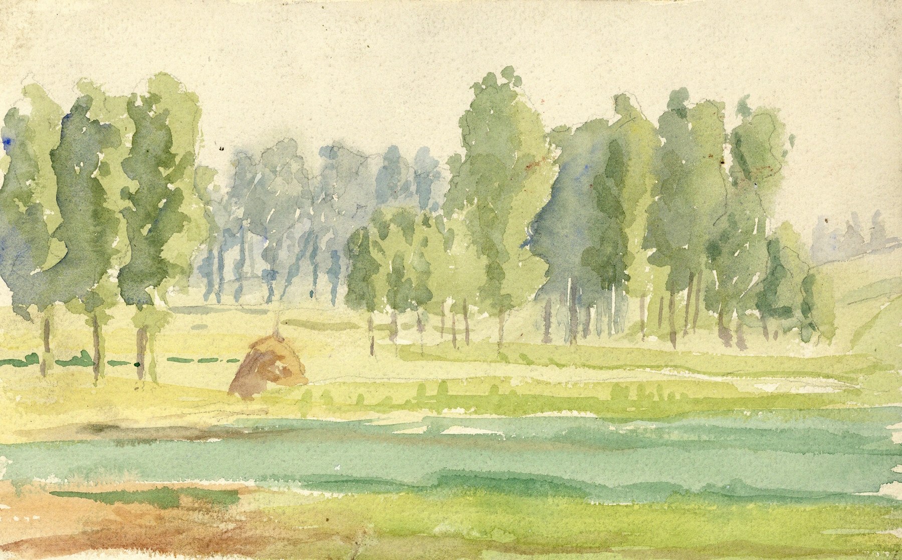 Post-Impressionism landscape by Albert Daenens, featuring vibrant colors and lush nature.