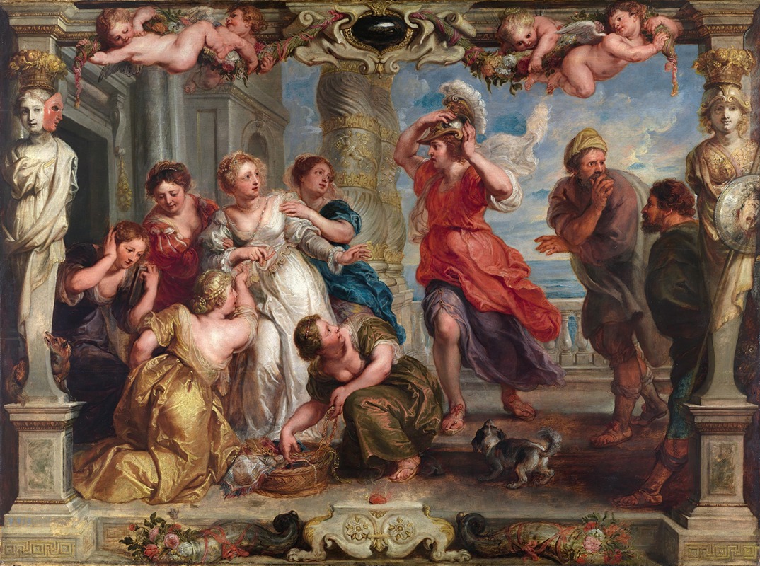 This painting depicts Achilles being discovered by Ulysses among the daughters of Lycomedes.