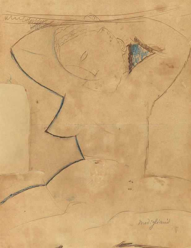 Amedeo Modigliani's Caryatid with Pointed Breast features a stylized figure with elongated forms.