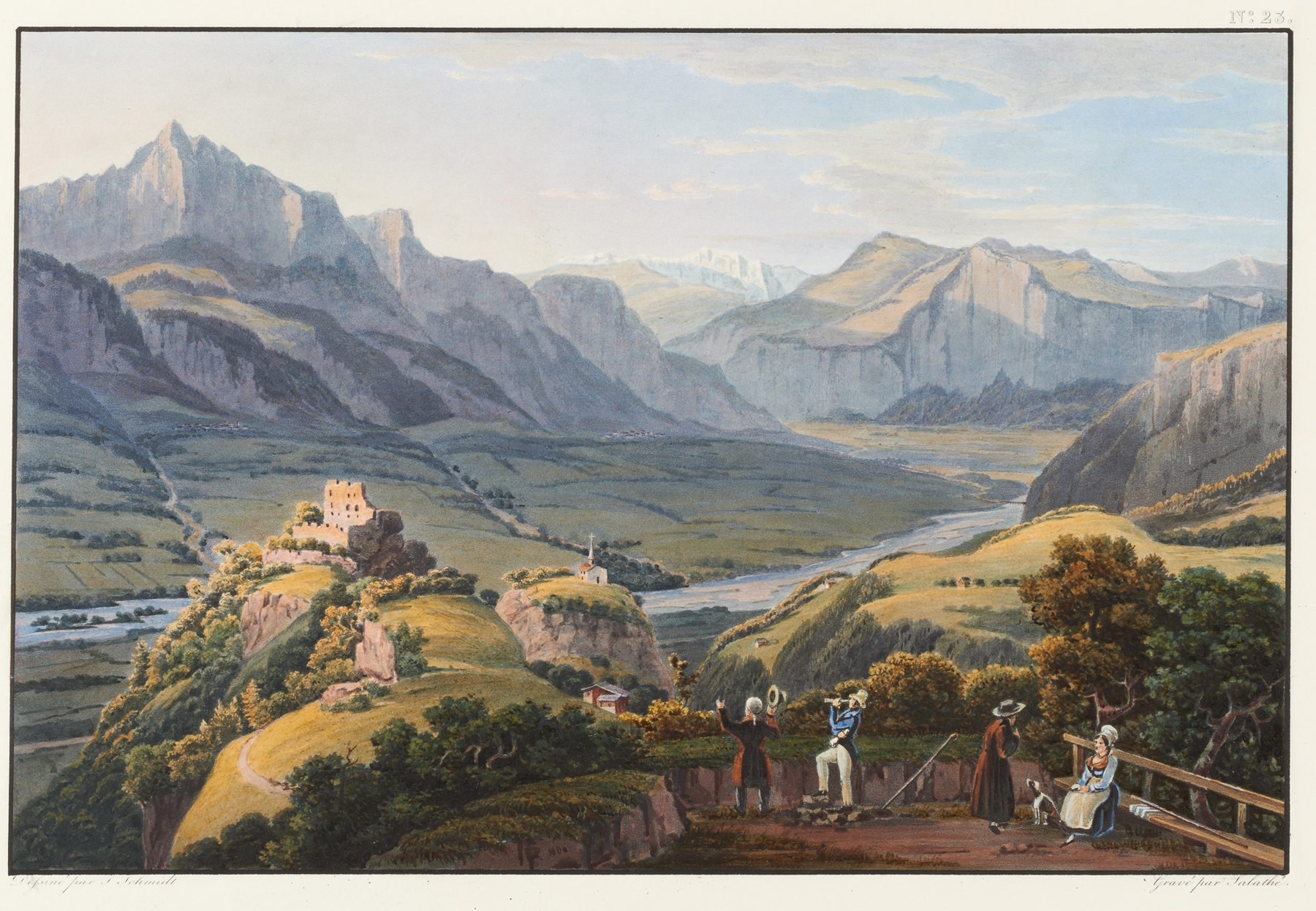 Landscape with lush hills and distant mountains by Johann Ludwig Bleuler, medium unknown.