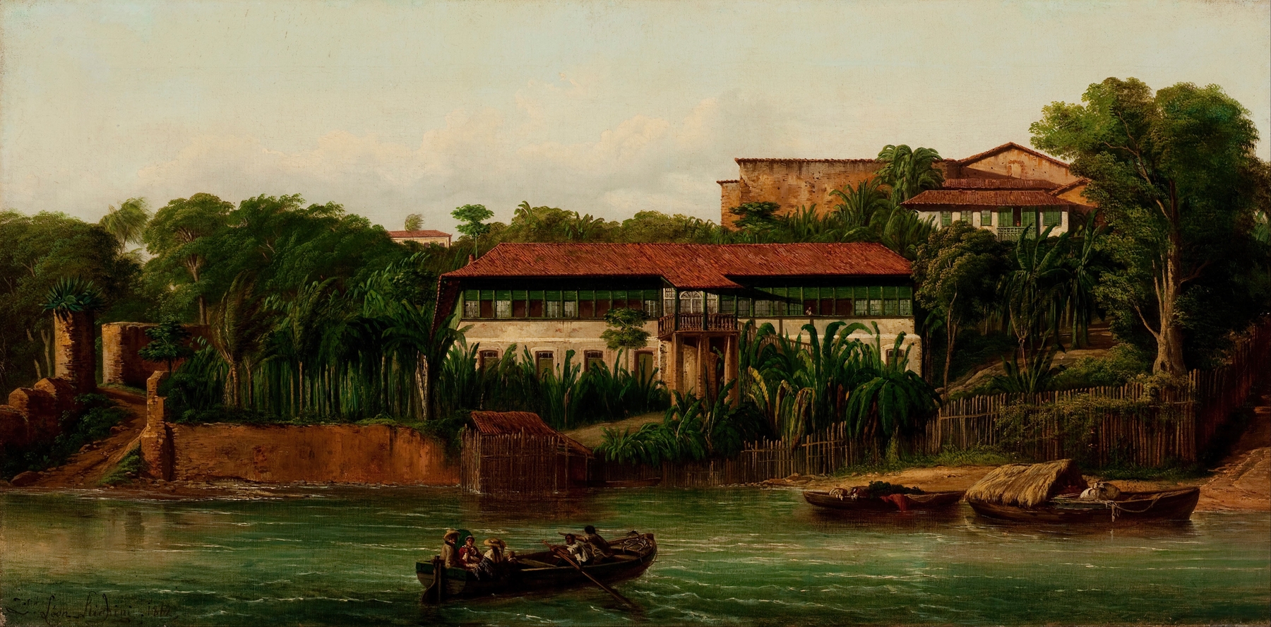 Residence on the Banks of the Anil River, oil on canvas by Joseph Léon Righini