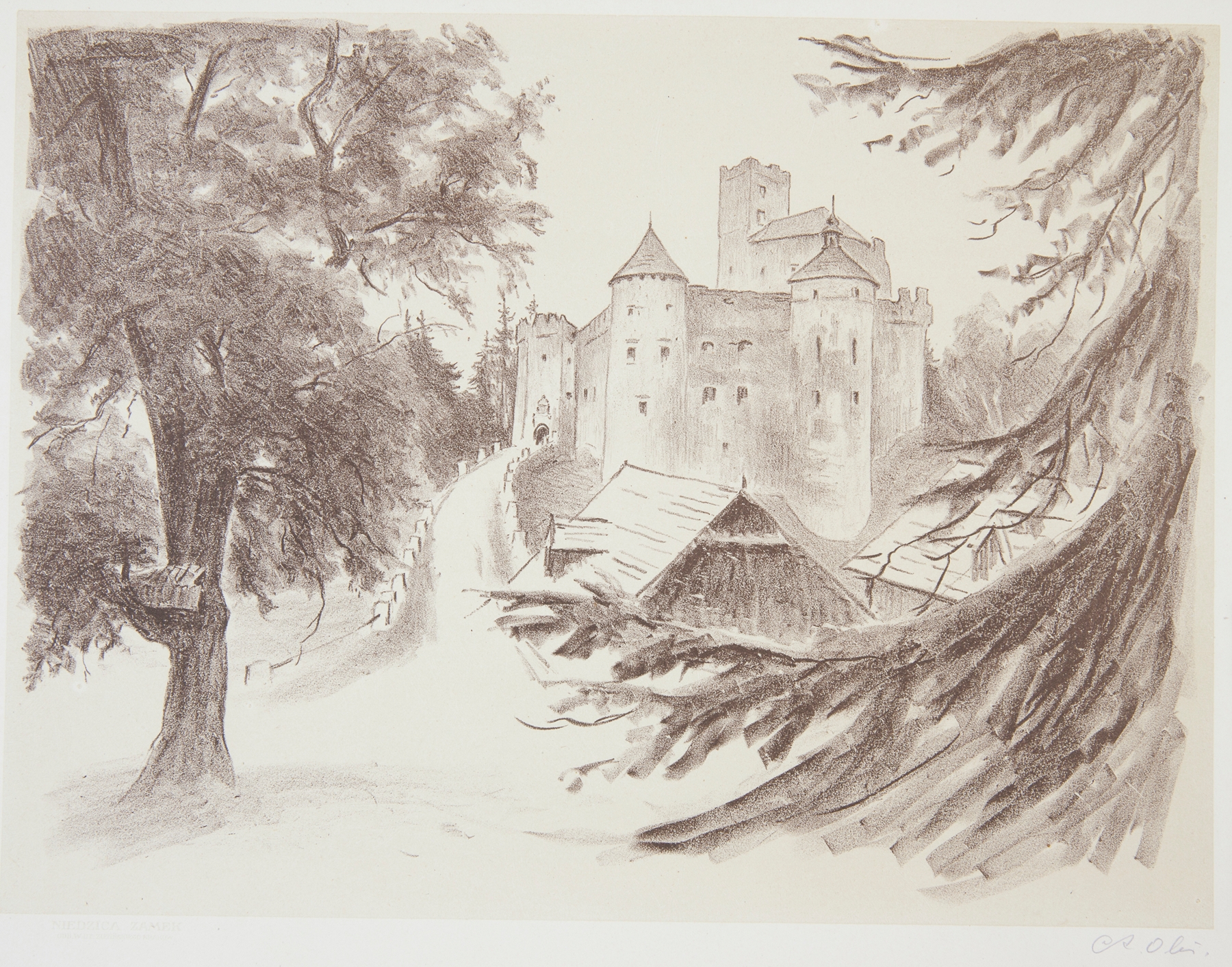 Niedzica – Zamek by Andrzej Zygmunt Oleś, oil painting depicting a castle in a mountainous landscape