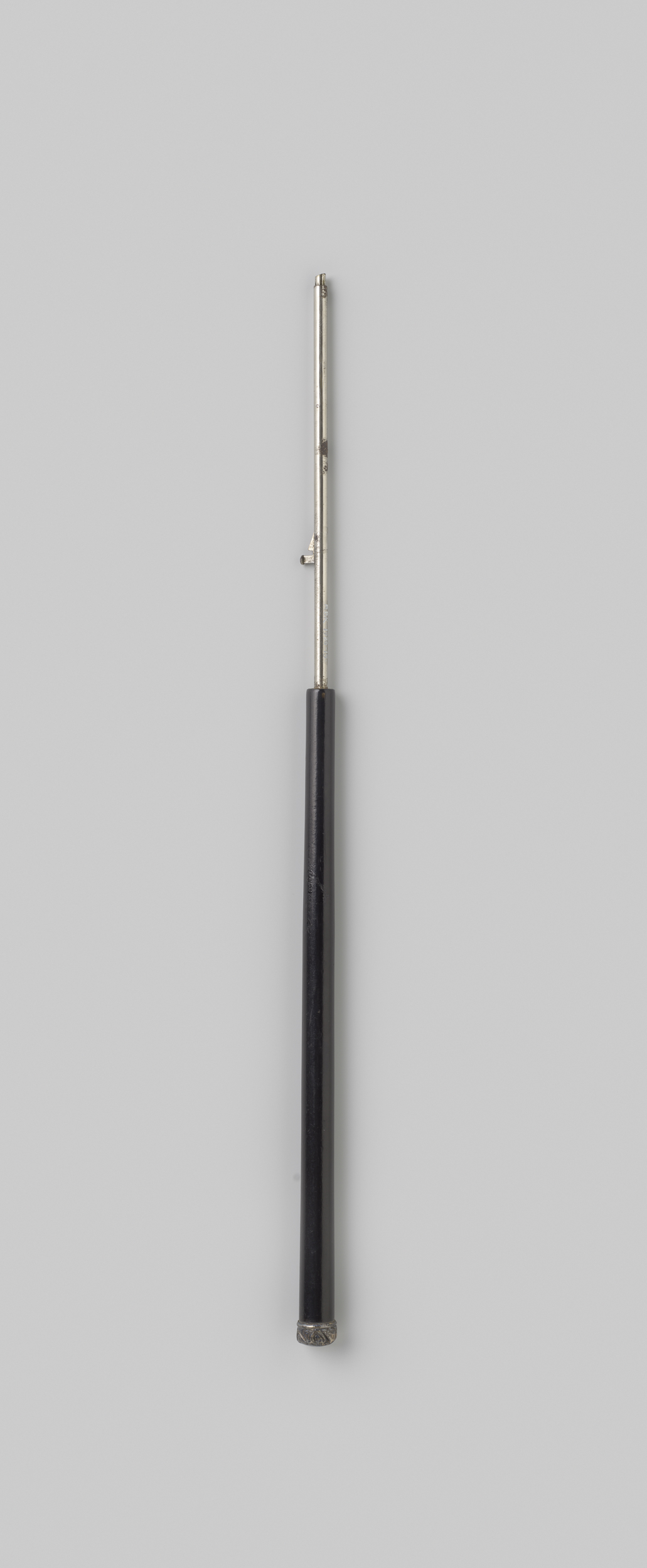 Parasol handle of black wood and silver knob, neo-Rococo style, Unknown Artist