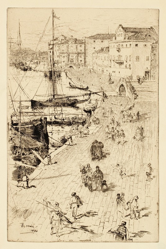 A depiction of the bustling Riva degli Schiavoni in Venice.