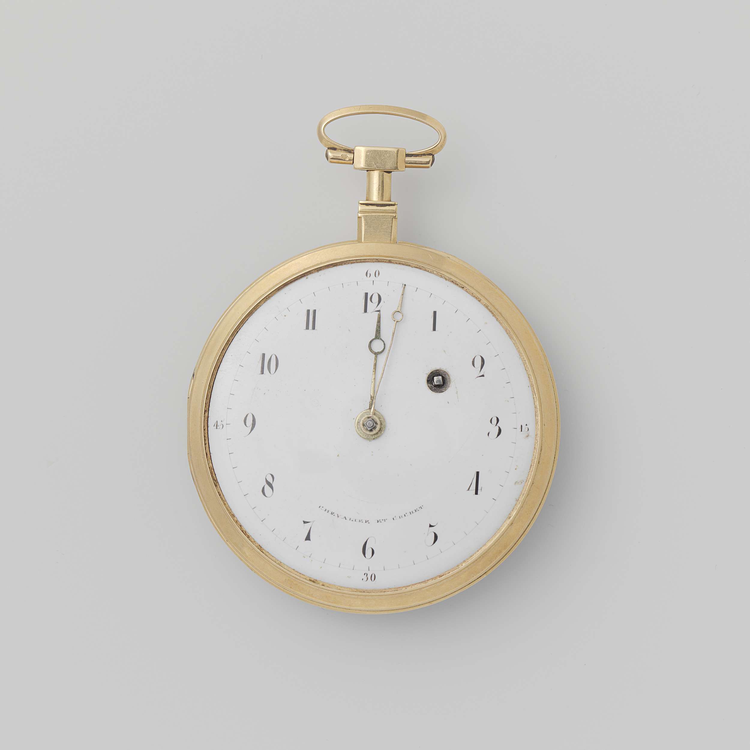 Metal watch engraving featuring geometric designs by Chevalier et Cochet